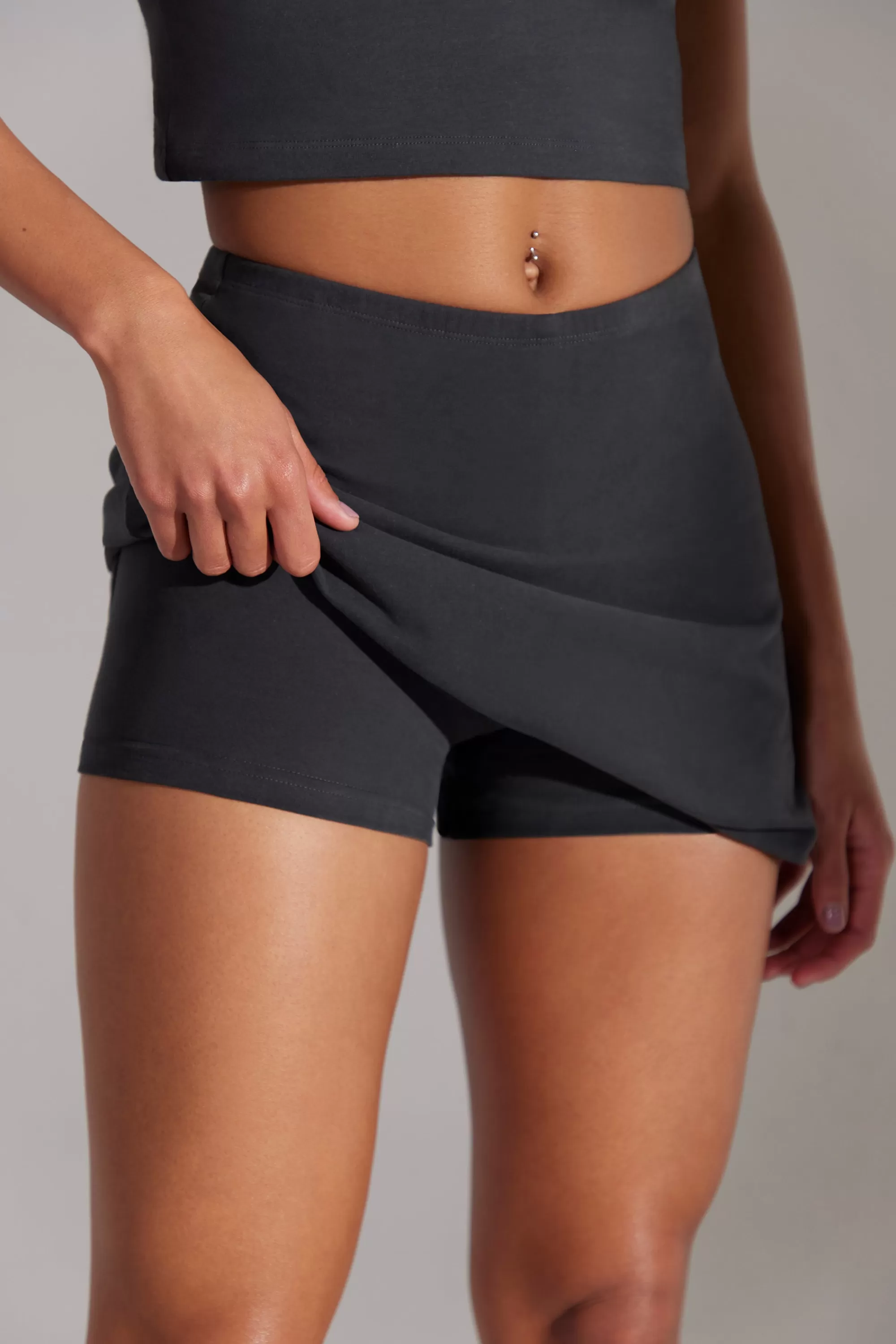 Oh Polly A-Line Mini Skort in Washed Black WashedBlack Flash Sale