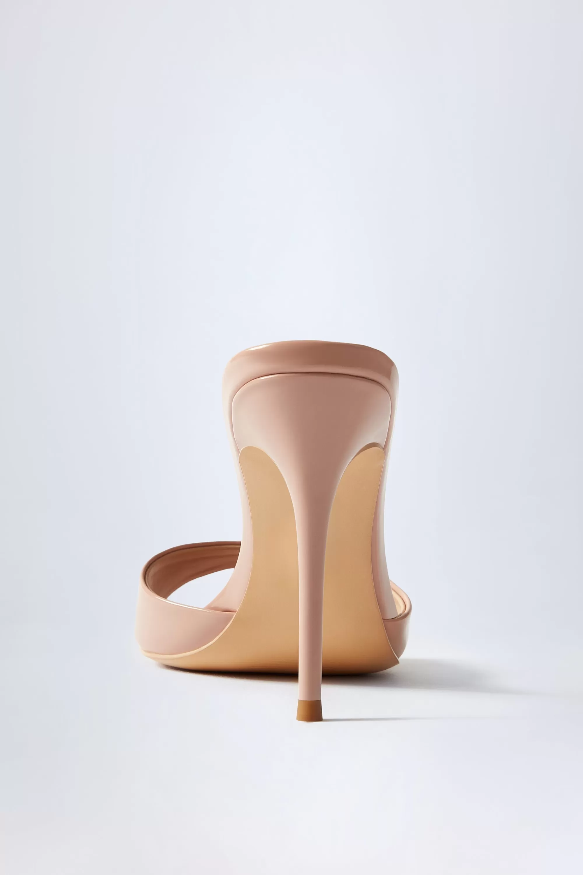 Oh Polly Almond-Toe Heeled Mules in Patent Pink PatentPink Store