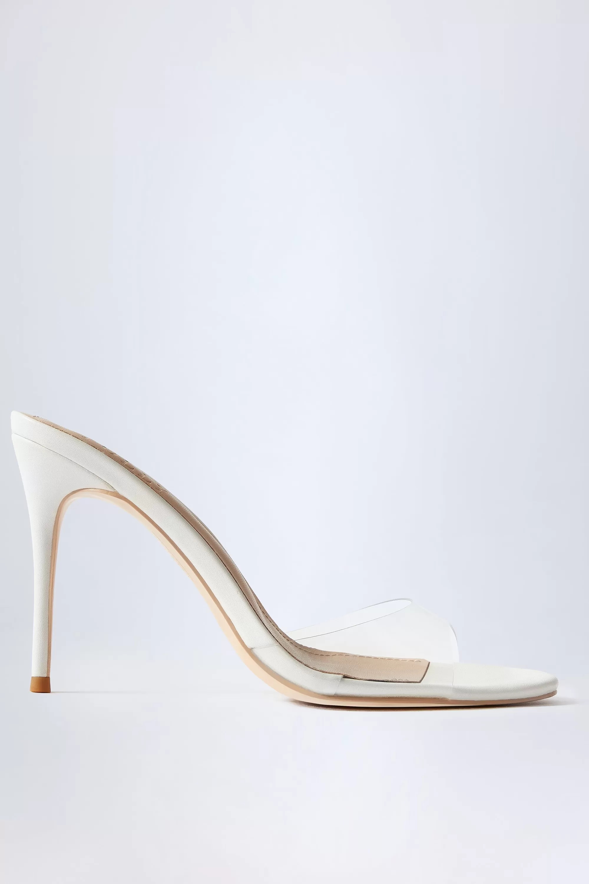 Oh Polly Almond-Toe Heeled Mules in Transparent PVC TransparentPVC Best Sale