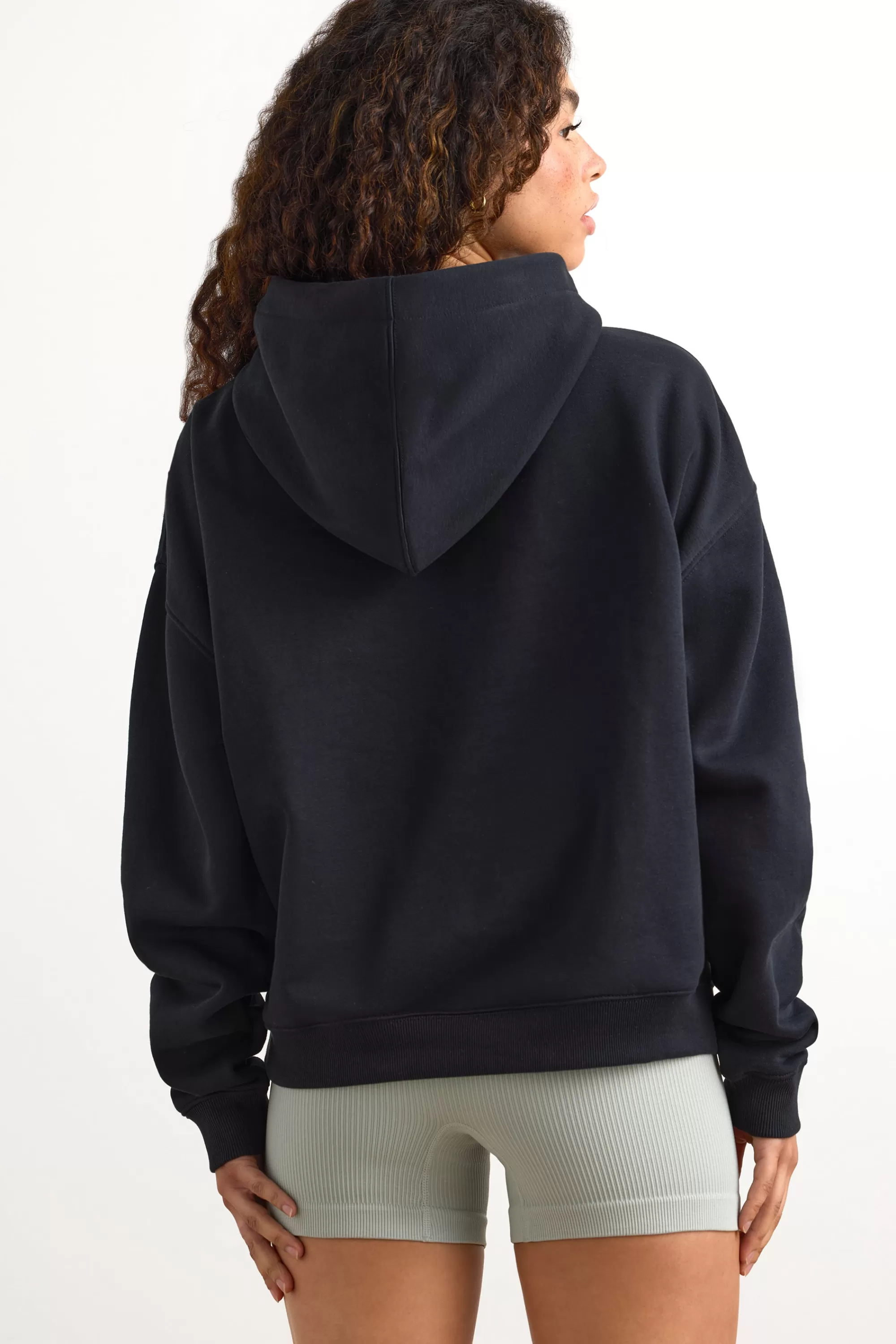 Oh Polly Appliqué Oversized Hoodie in Black Shop