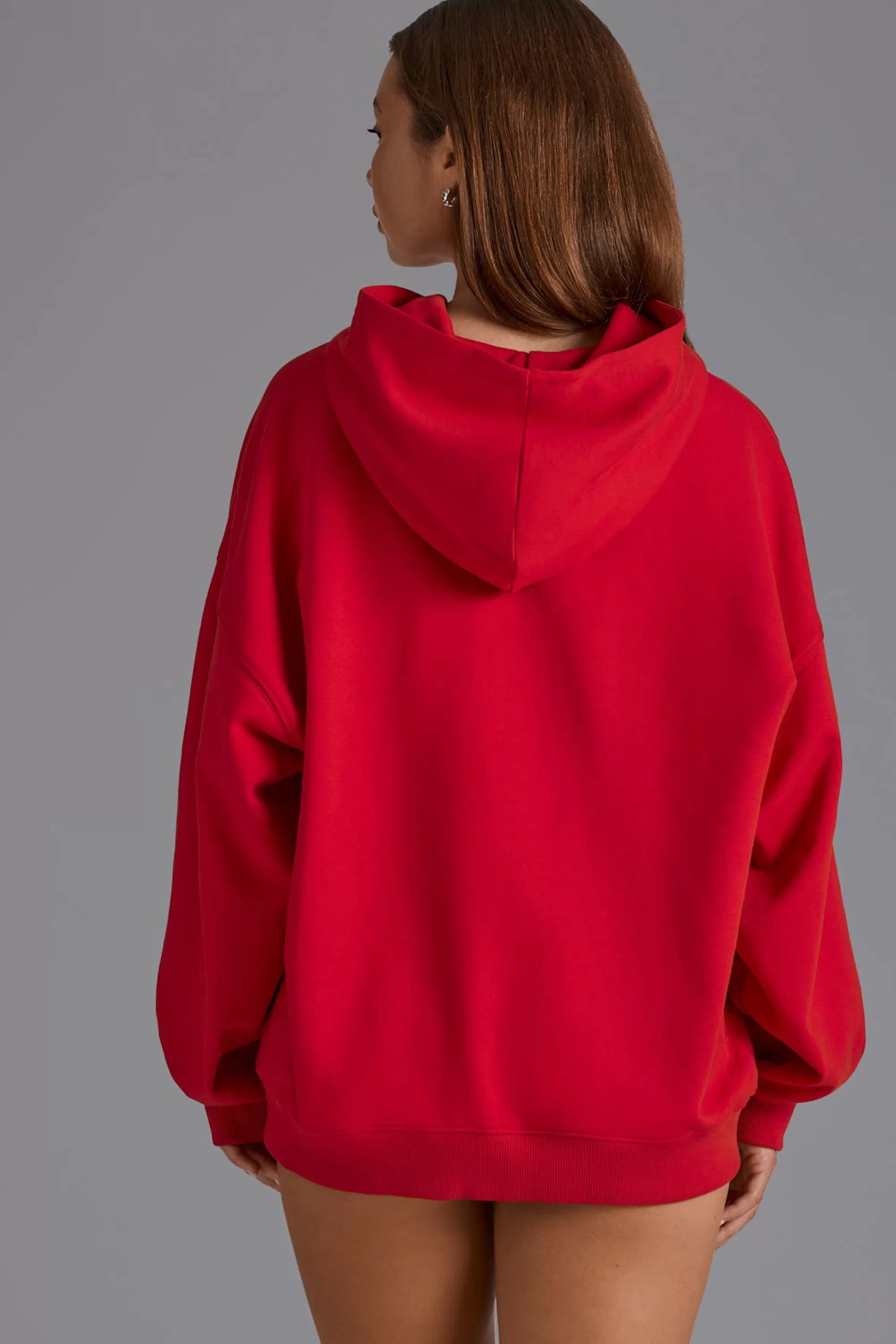 Oh Polly Appliqué Oversized Hoodie in Cherry Red CherryRed Hot