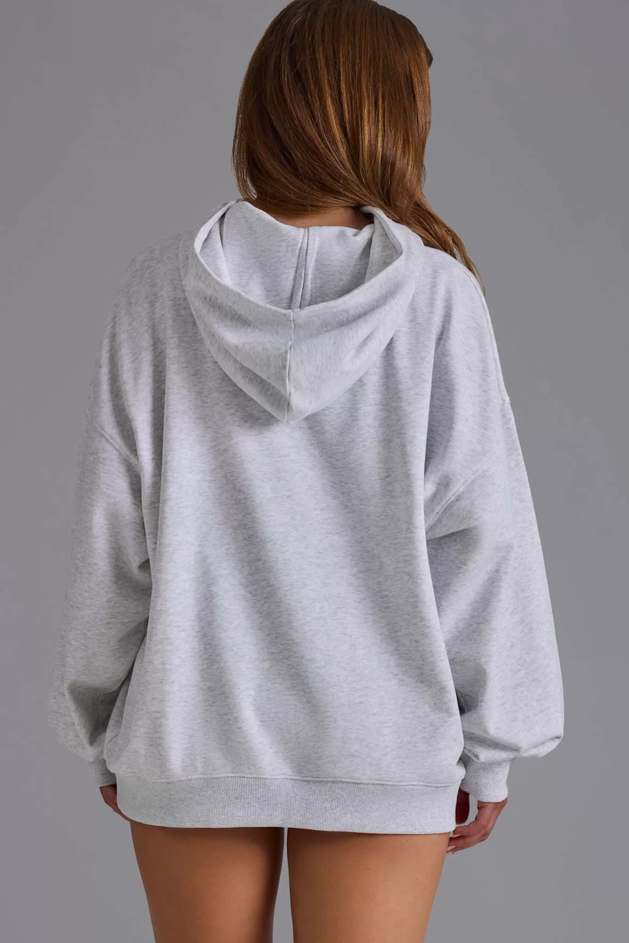 Oh Polly Appliqué Oversized Hoodie in Grey Marl GreyMarl Store