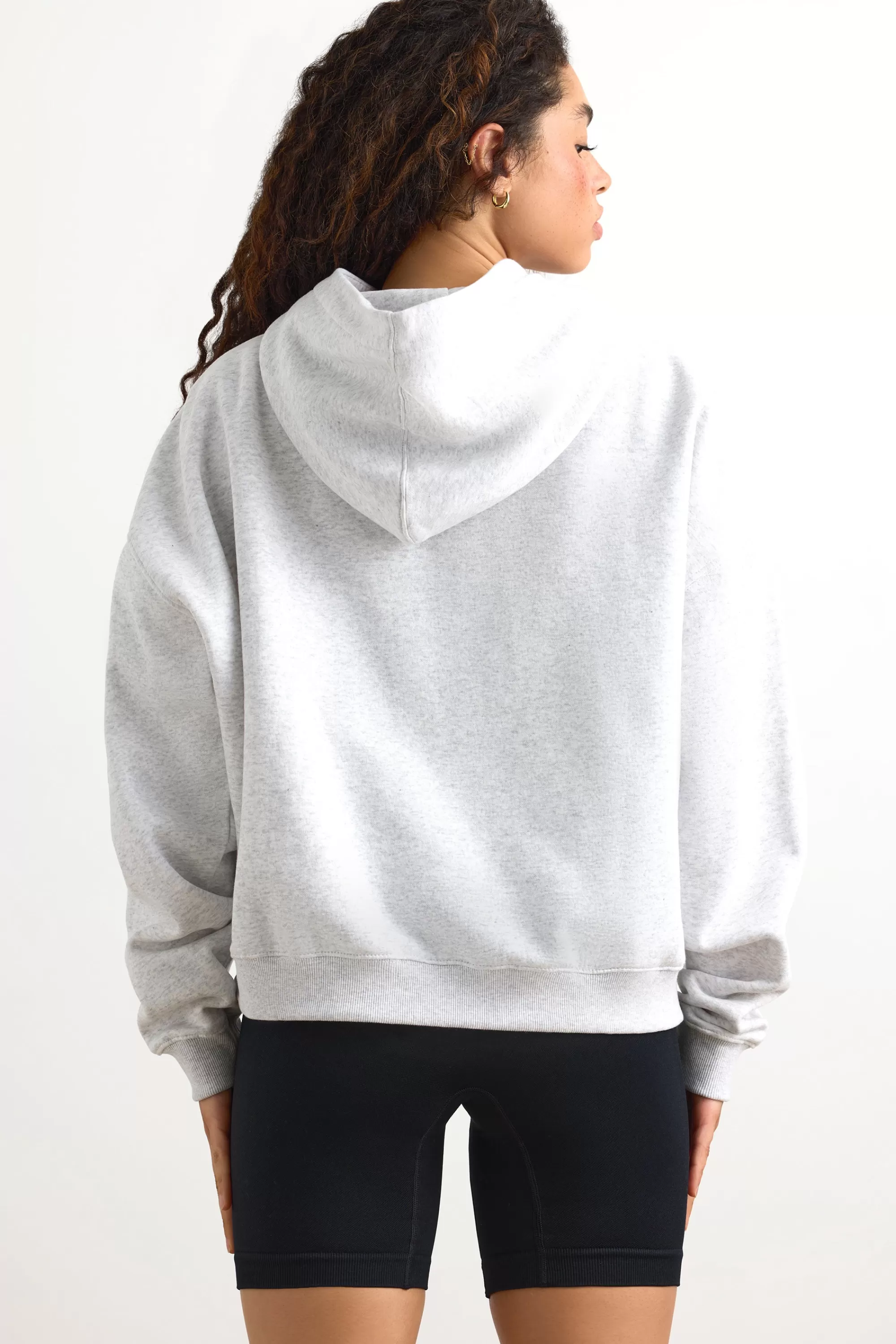 Oh Polly Appliqué Oversized Hoodie in Heather Grey HeatherGrey Sale