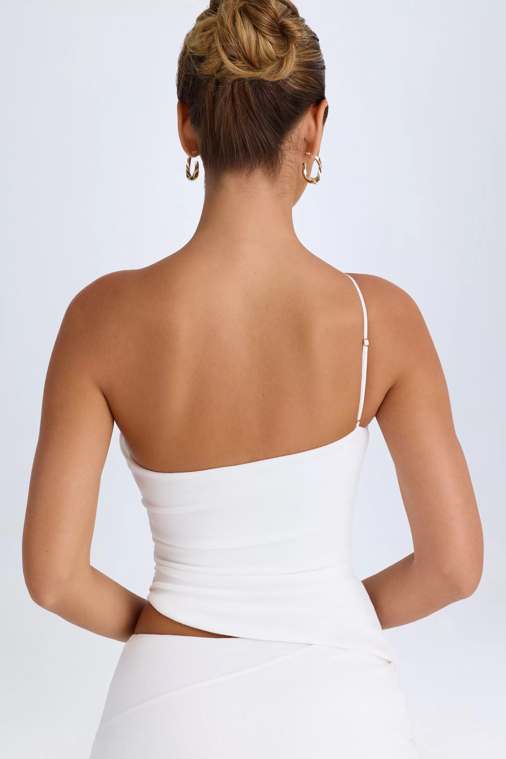 Oh Polly Asymmetric Cut-Out Top in White Outlet