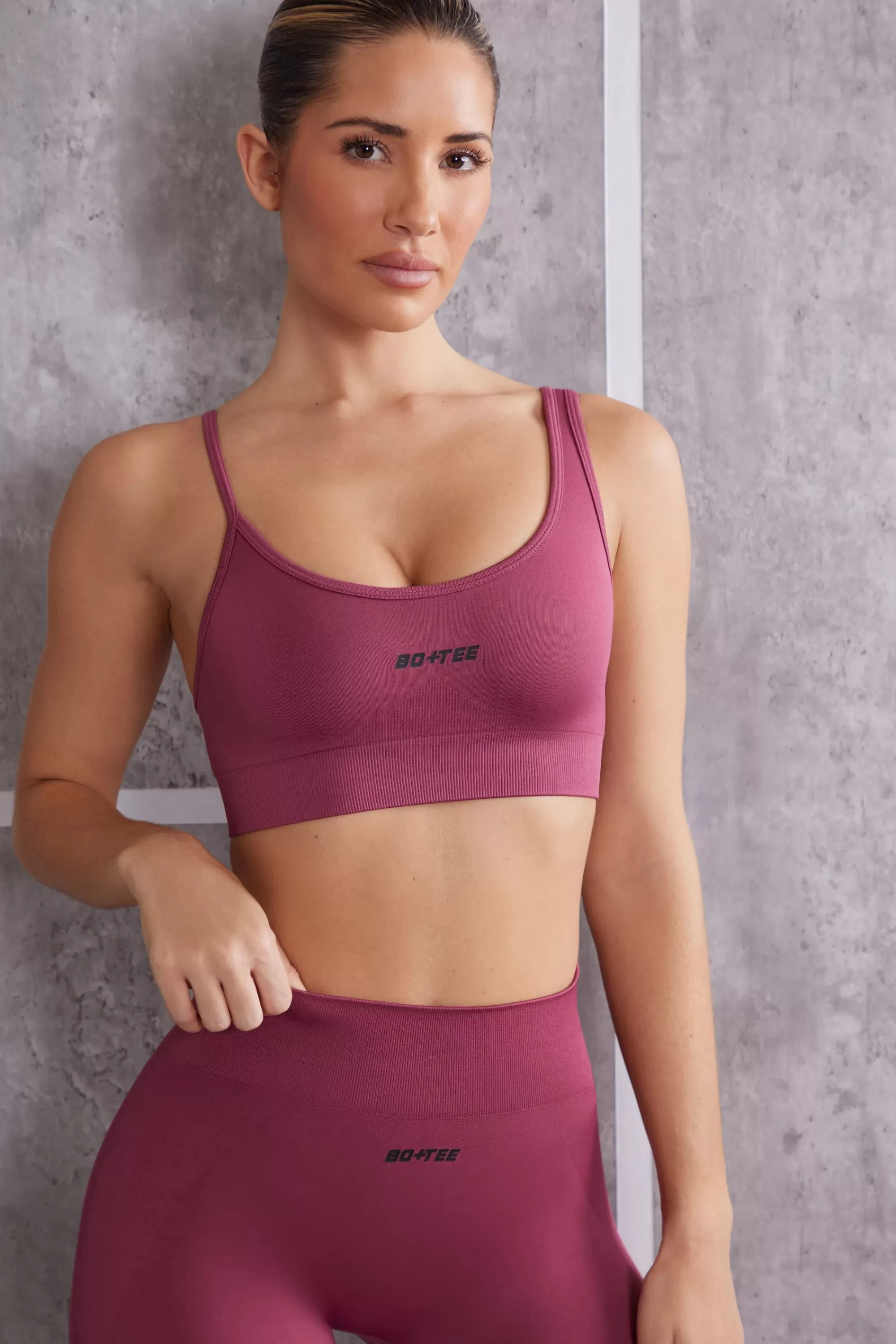 Oh Polly Asymmetric Sports Bra in Dark Rose DarkRose Discount