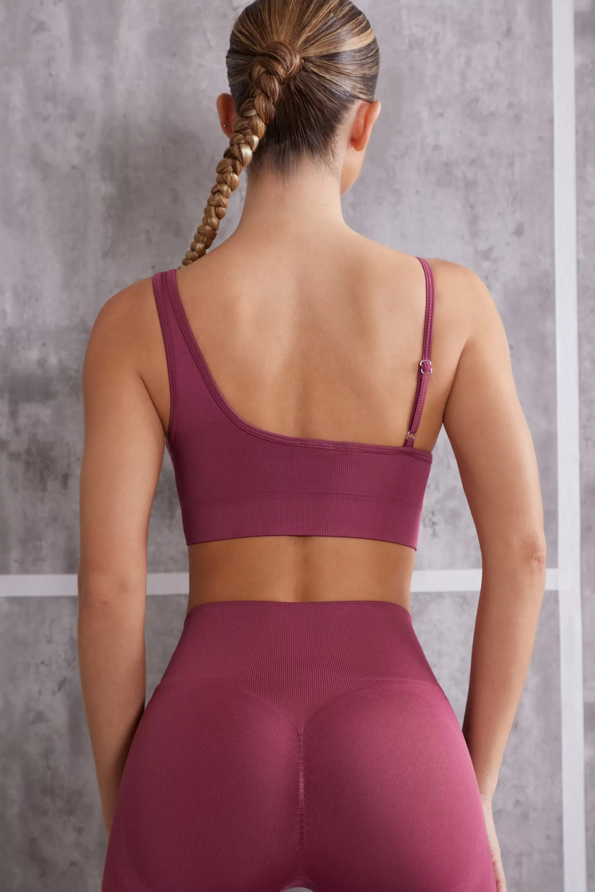 Oh Polly Asymmetric Sports Bra in Dark Rose DarkRose Discount