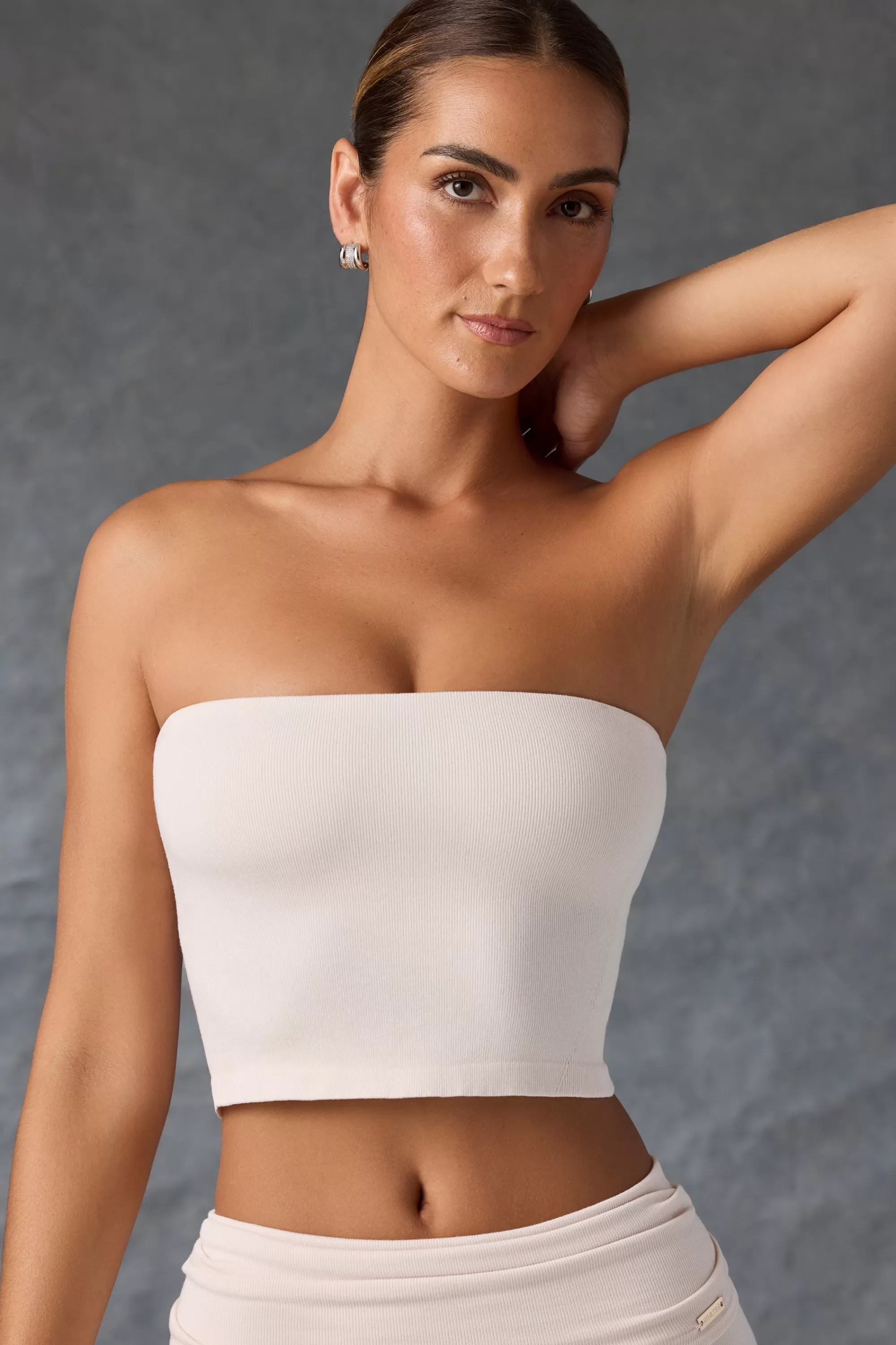 Oh Polly Bandeau Crop Top in Washed Cream WashedCream Discount