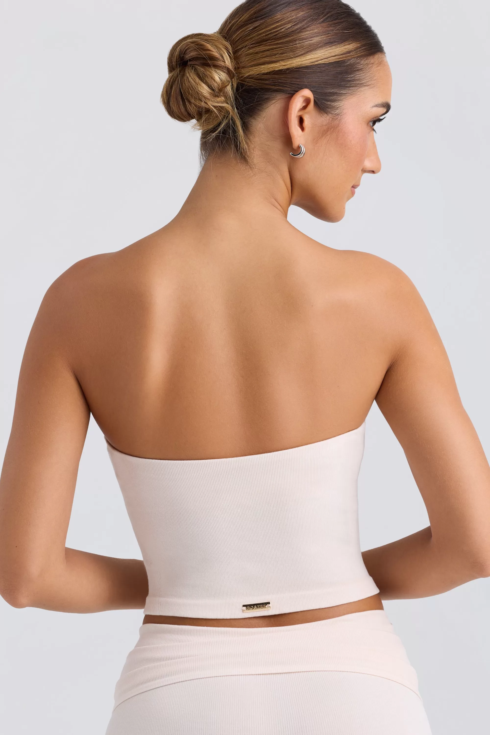 Oh Polly Bandeau Crop Top in Washed Cream WashedCream Discount