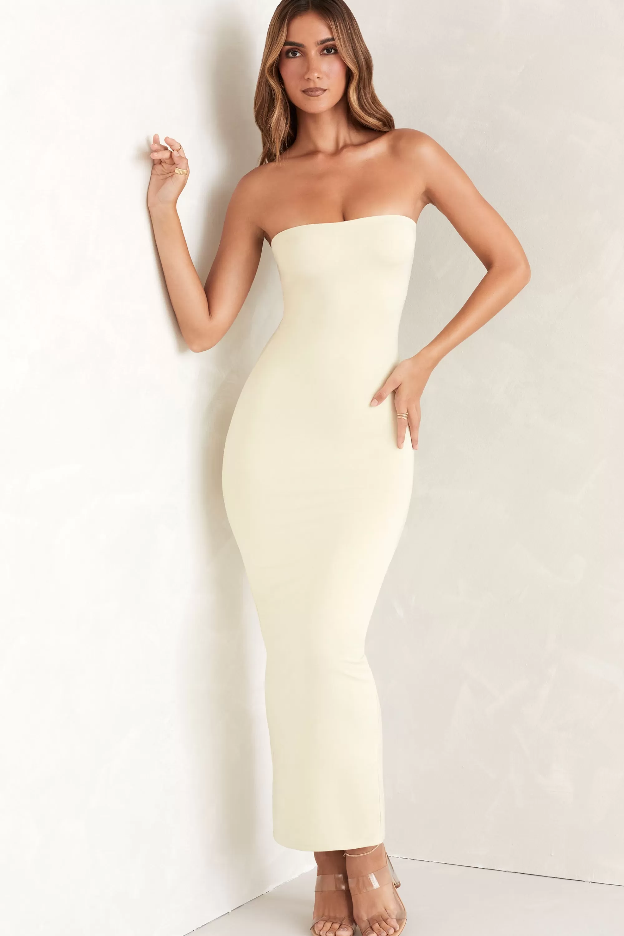 Oh Polly Bandeau Maxi Dress in Ivory Cheap