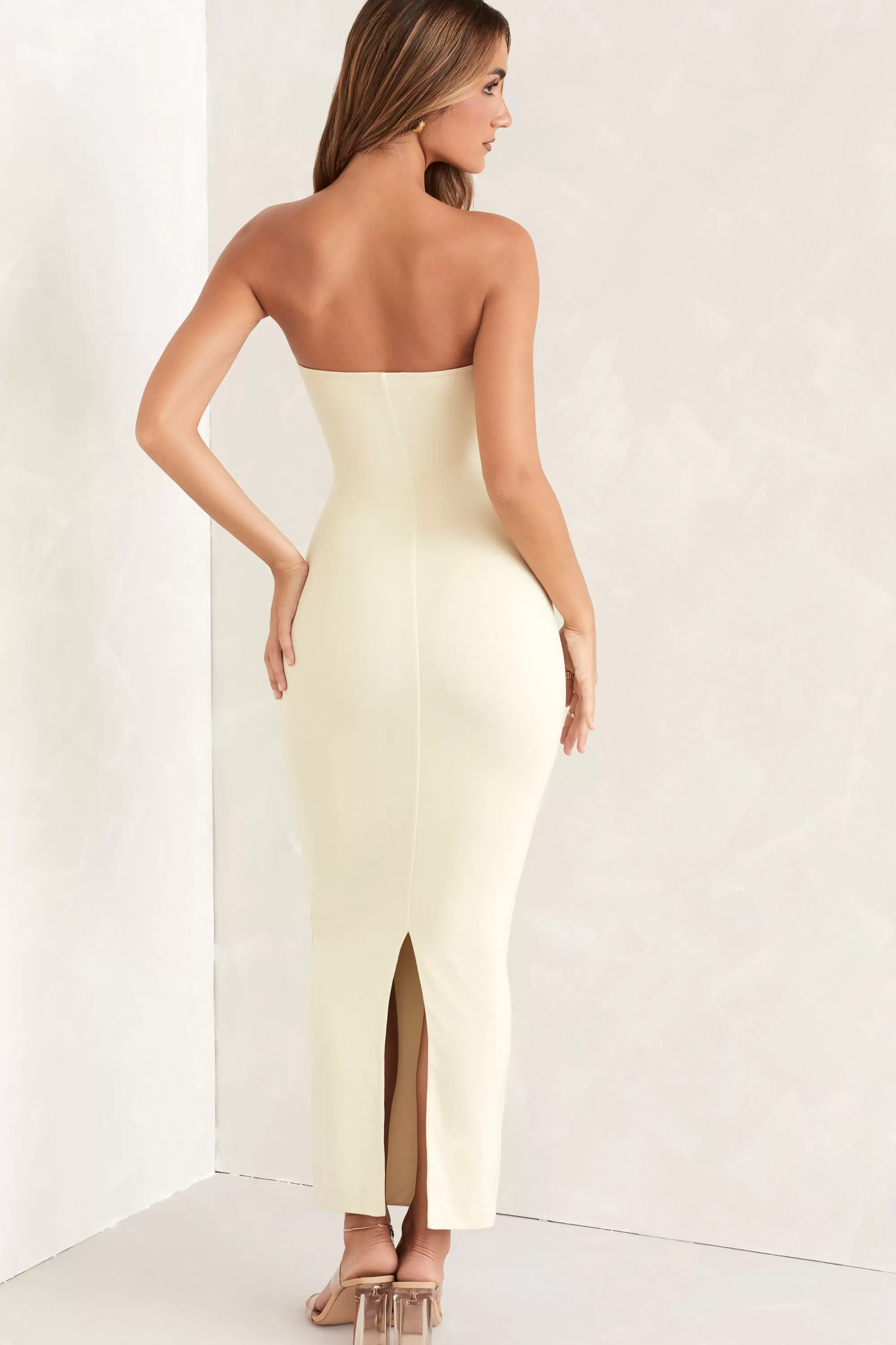 Oh Polly Bandeau Maxi Dress in Ivory Cheap