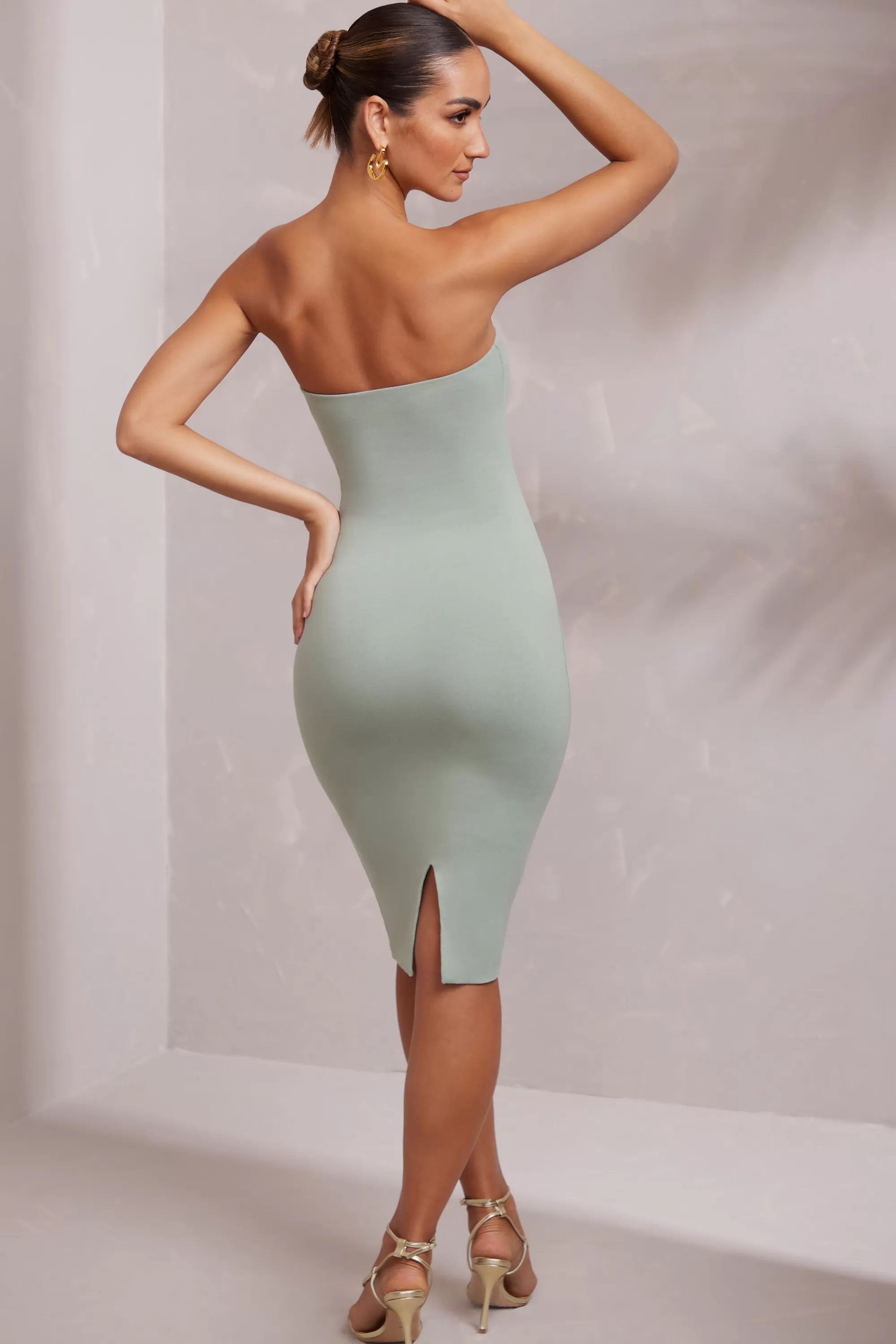 Oh Polly Bandeau Midi Dress in Green Cheap