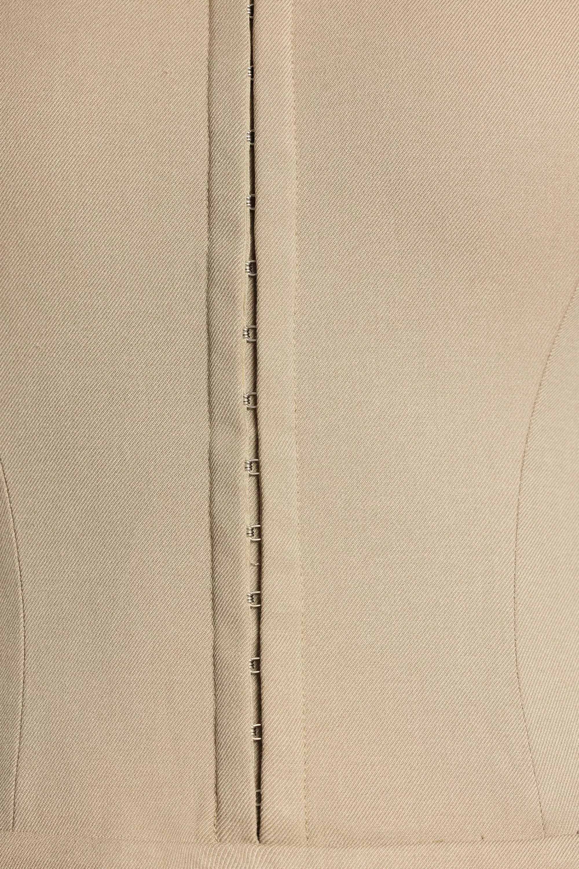 Oh Polly Brushed Twill Bandeau Corset Jumpsuit in Taupe Shop