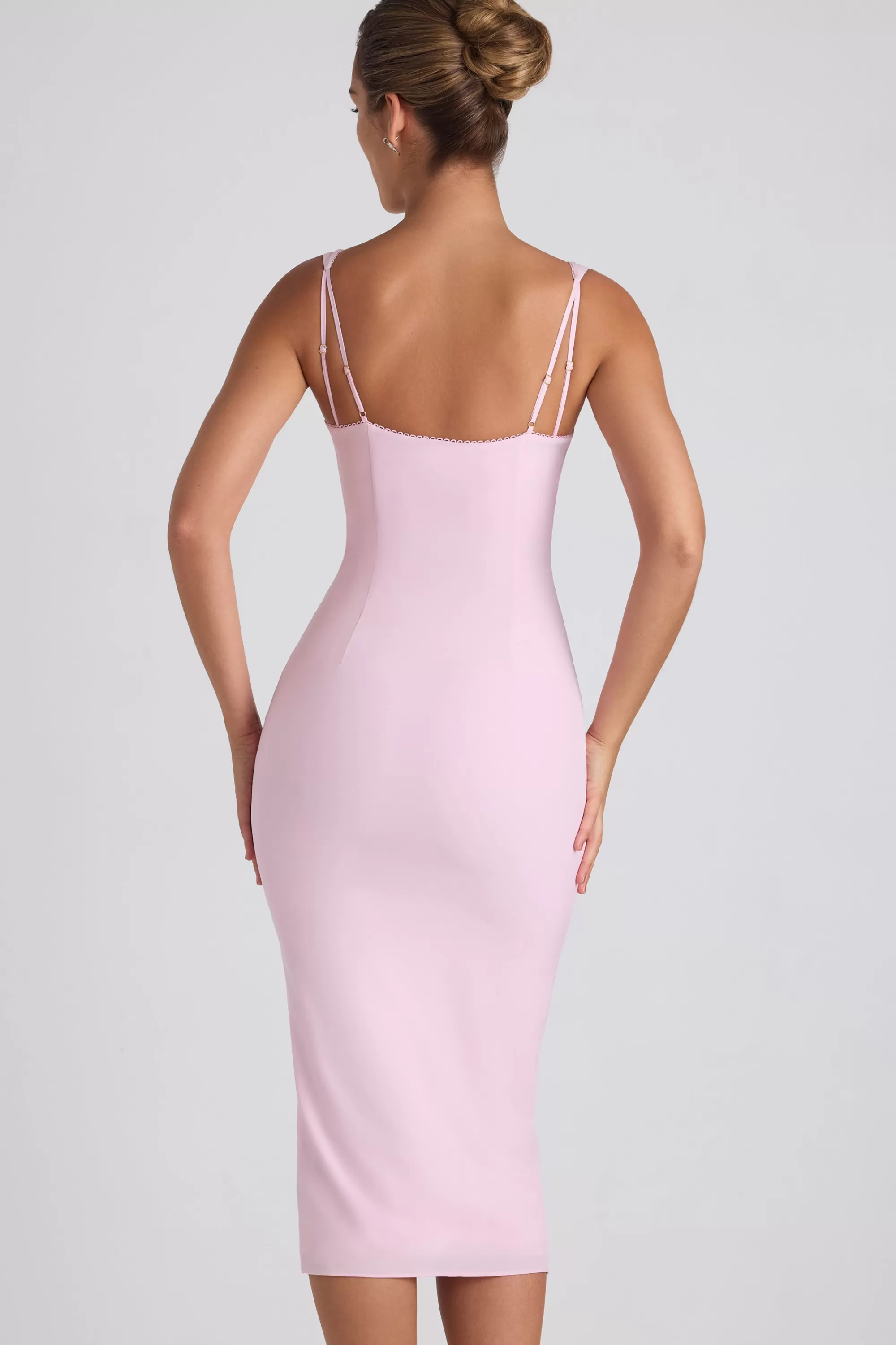 Oh Polly Button-Detail Midaxi Dress in Soft Pink SoftPink Hot