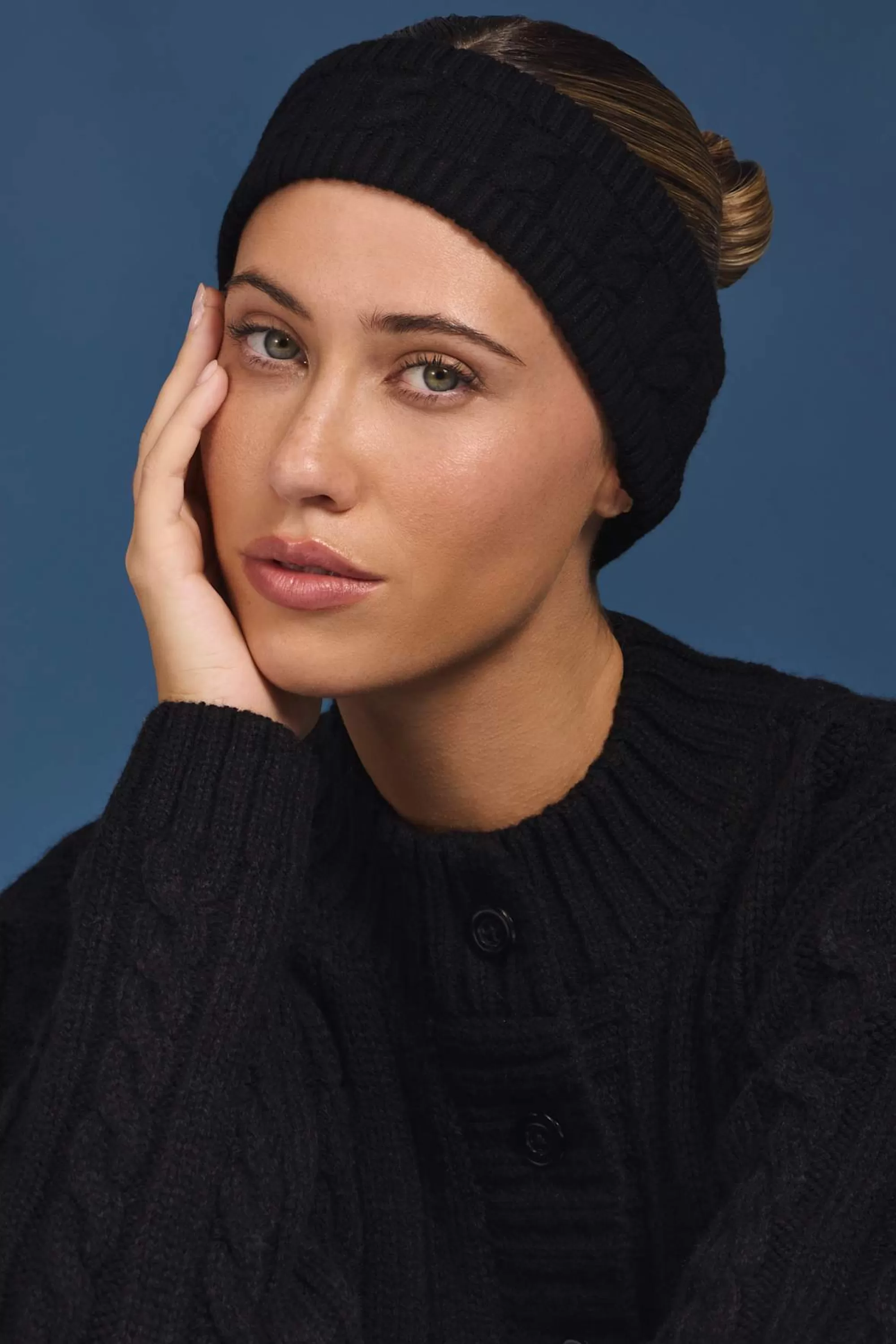 Oh Polly Cable-Knit Headband in Black Sale