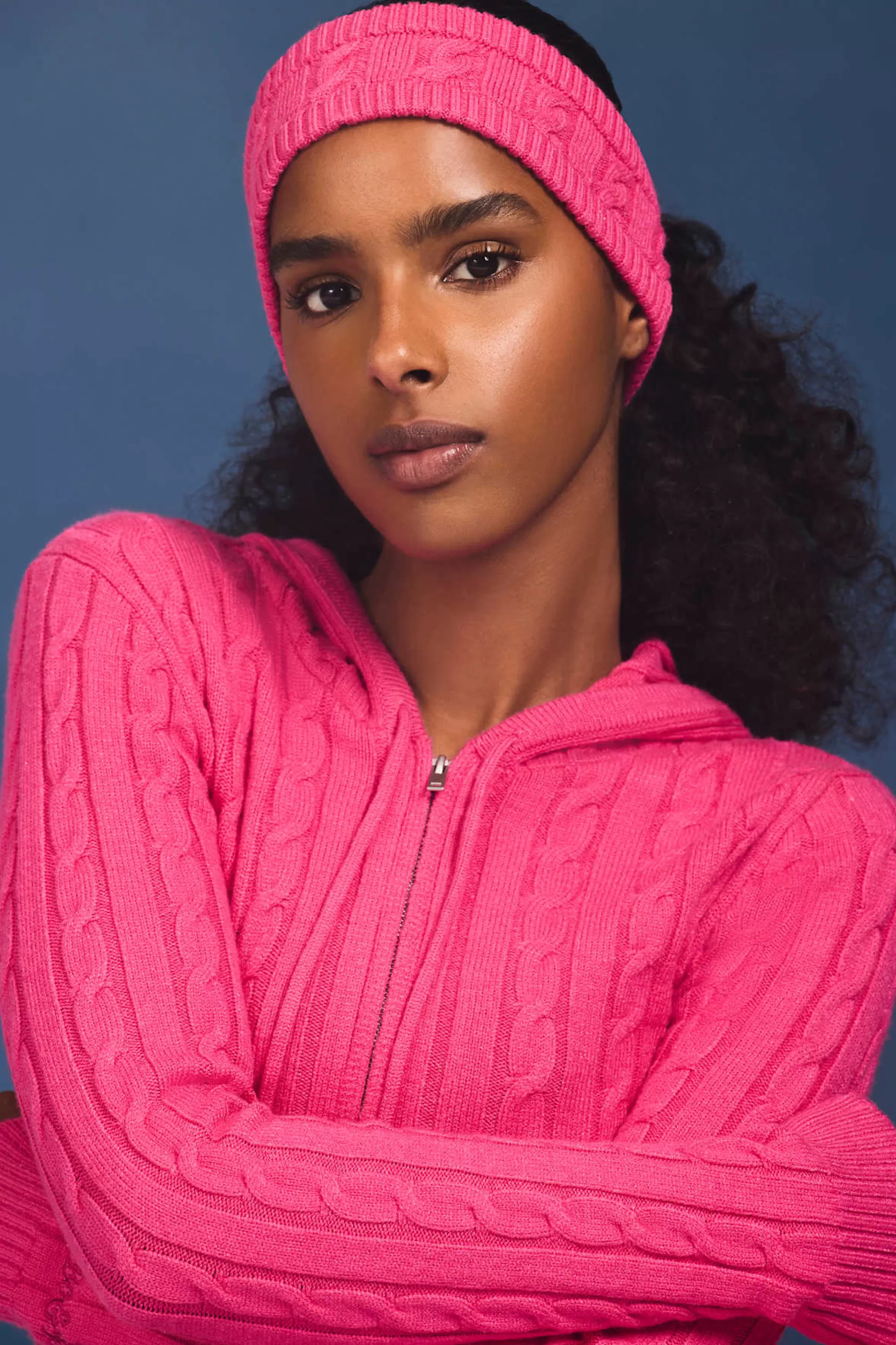 Oh Polly Cable-Knit Headband in Hot Pink HotPink Flash Sale