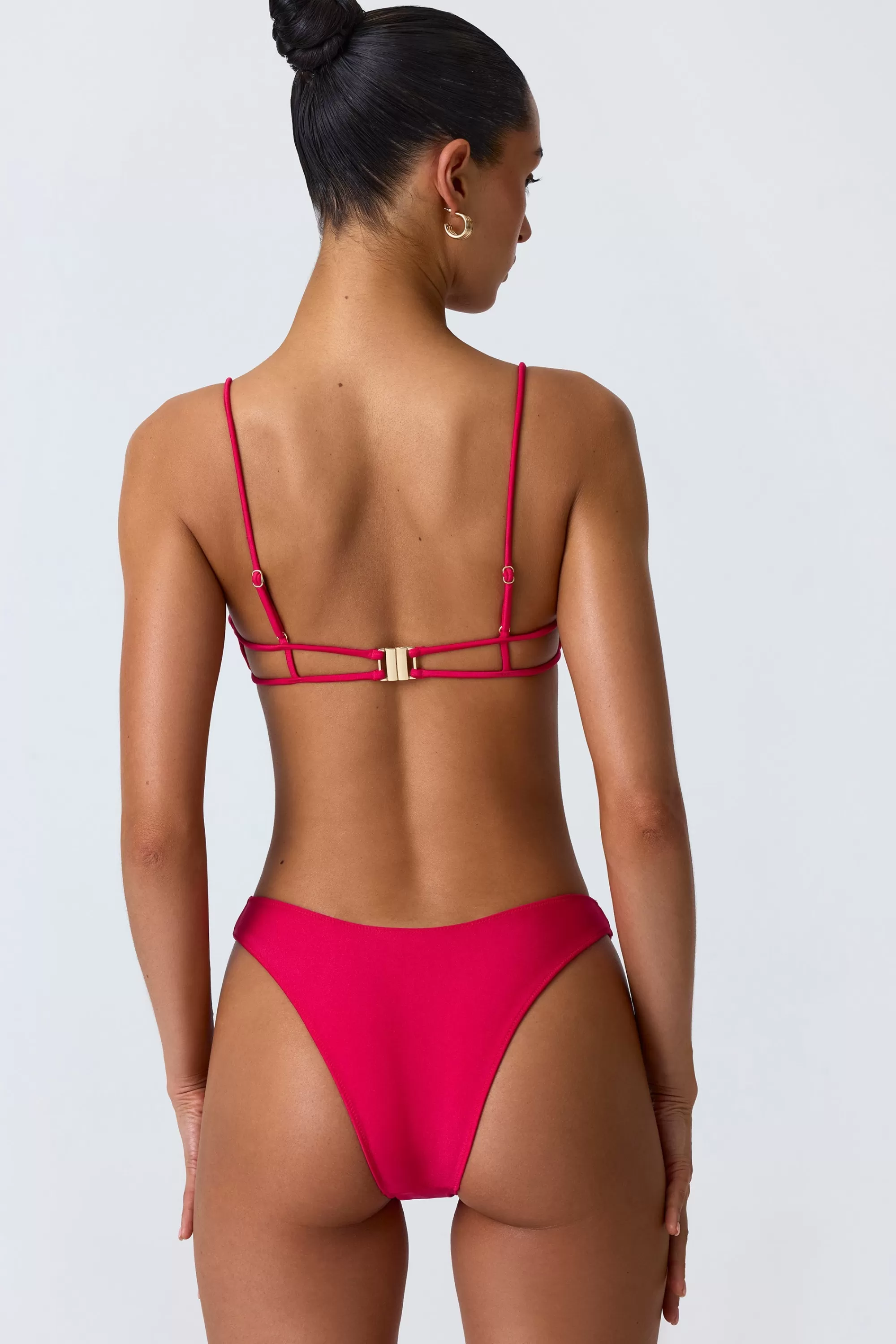 Oh Polly Chain-Embellished Cut-Out Bikini Top in Raspberry Pink RaspberryPink Online