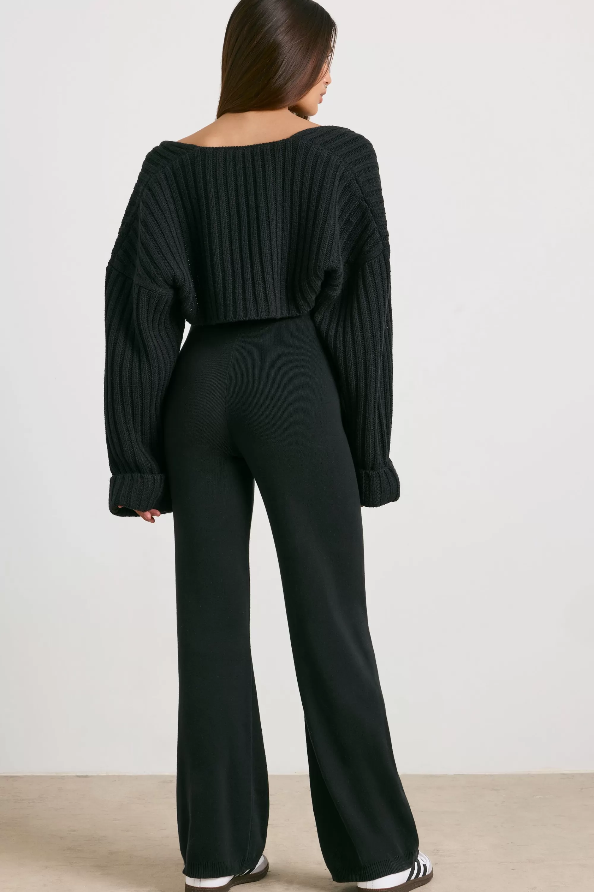 Oh Polly Chunky Knit Shrug in Black Fashion