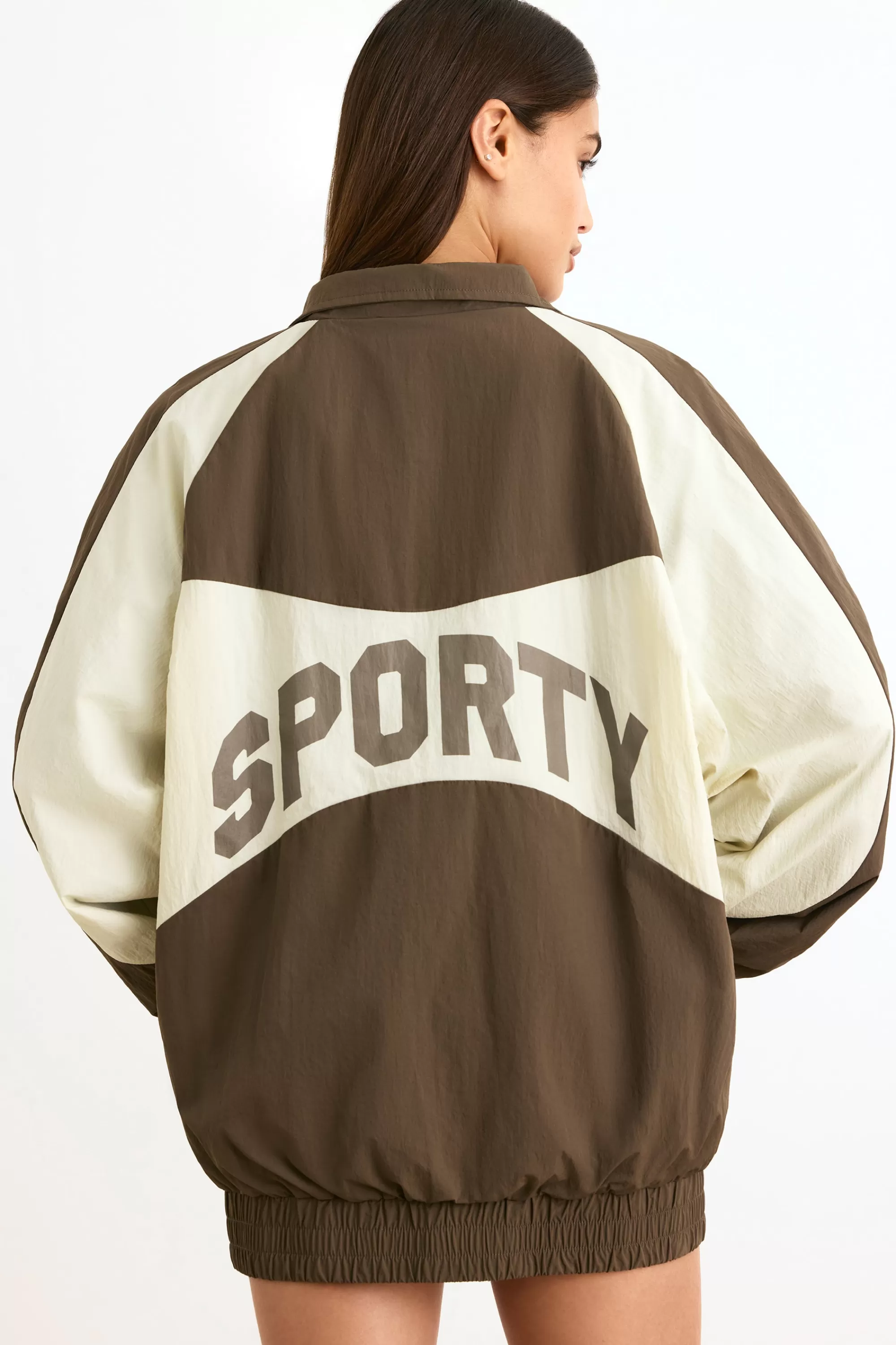 Oh Polly Colourblock Track Jacket in Espresso Store