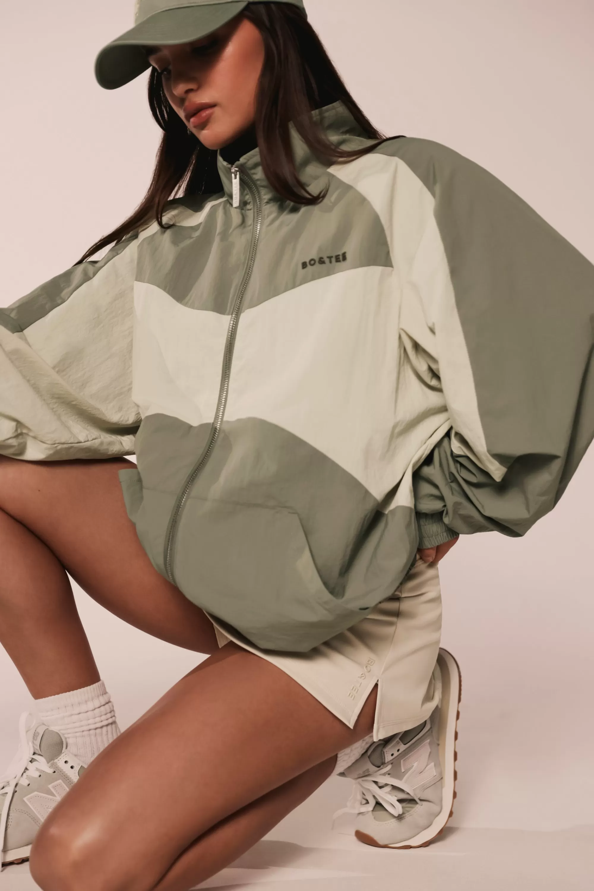 Oh Polly Colourblock Track Jacket in Mineral New