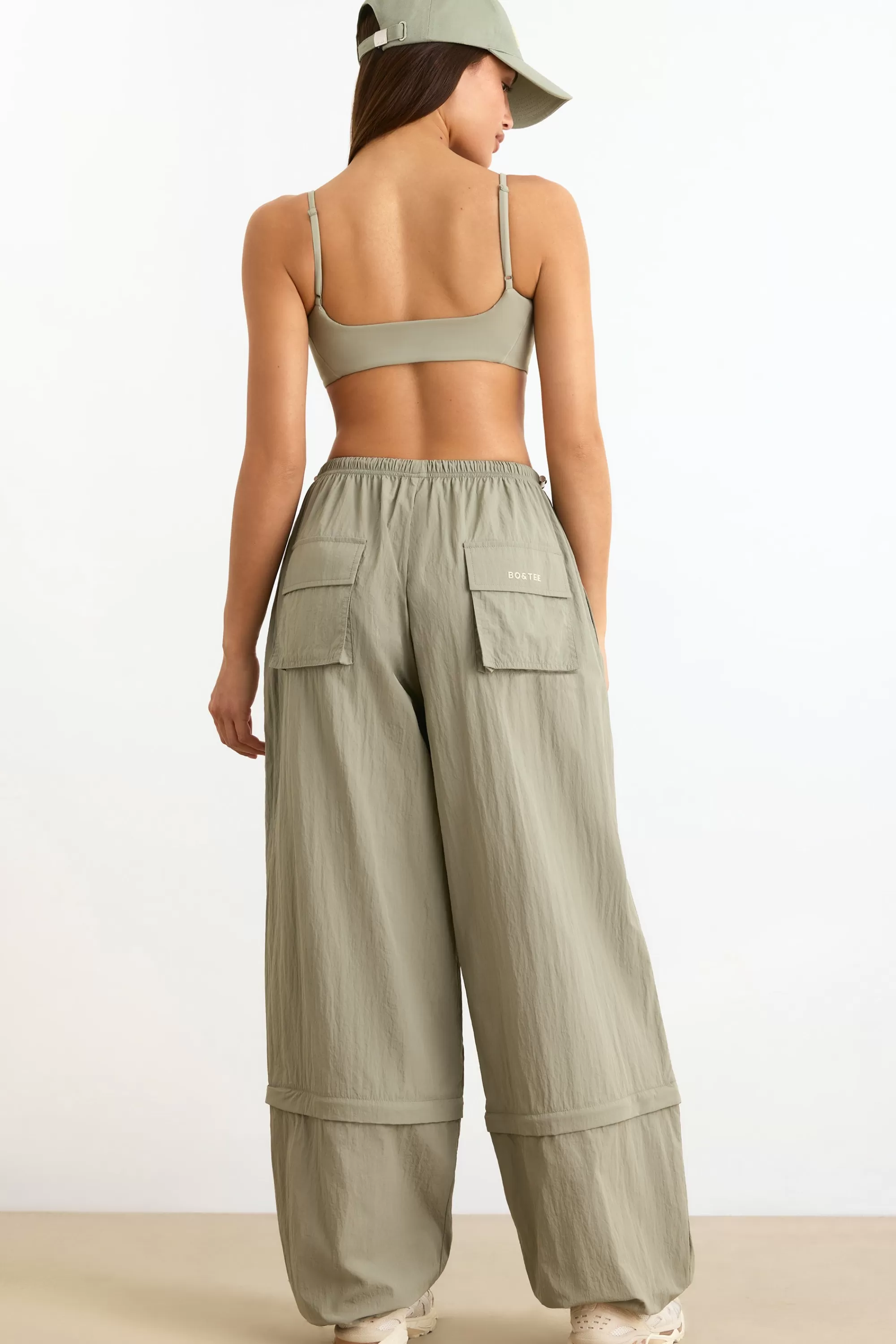 Oh Polly Convertible Wide Leg Track Pants in Mineral Fashion