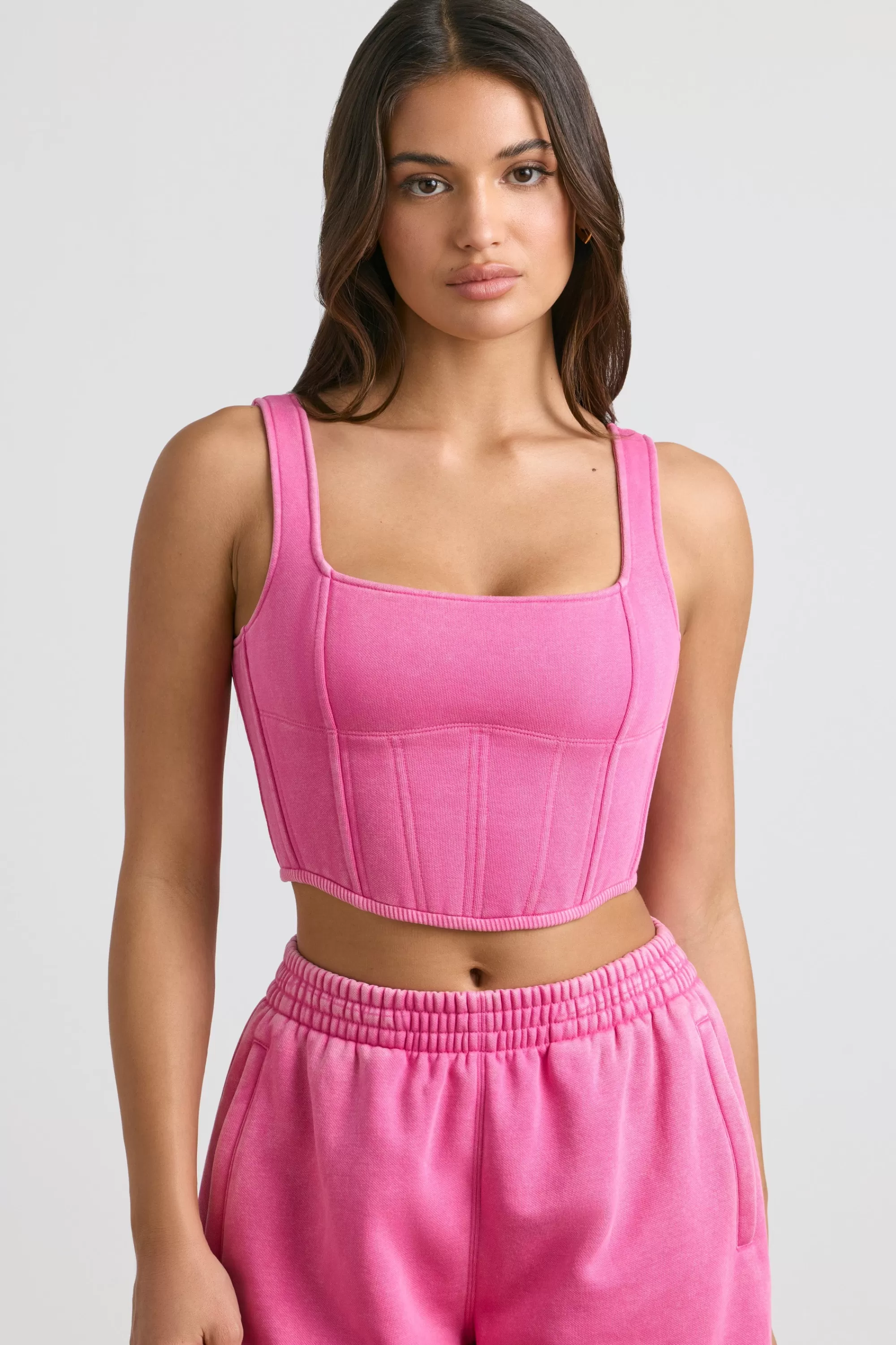 Oh Polly Corset Crop Top in Hot Pink HotPink Fashion