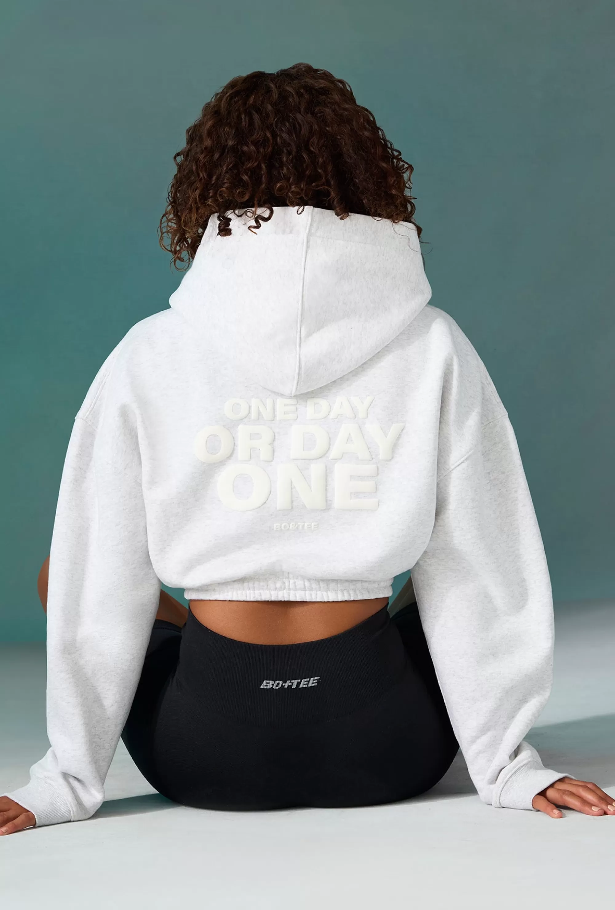 Oh Polly Cropped Drawstring Hooded Sweatshirt in Ice Grey IceGrey Cheap