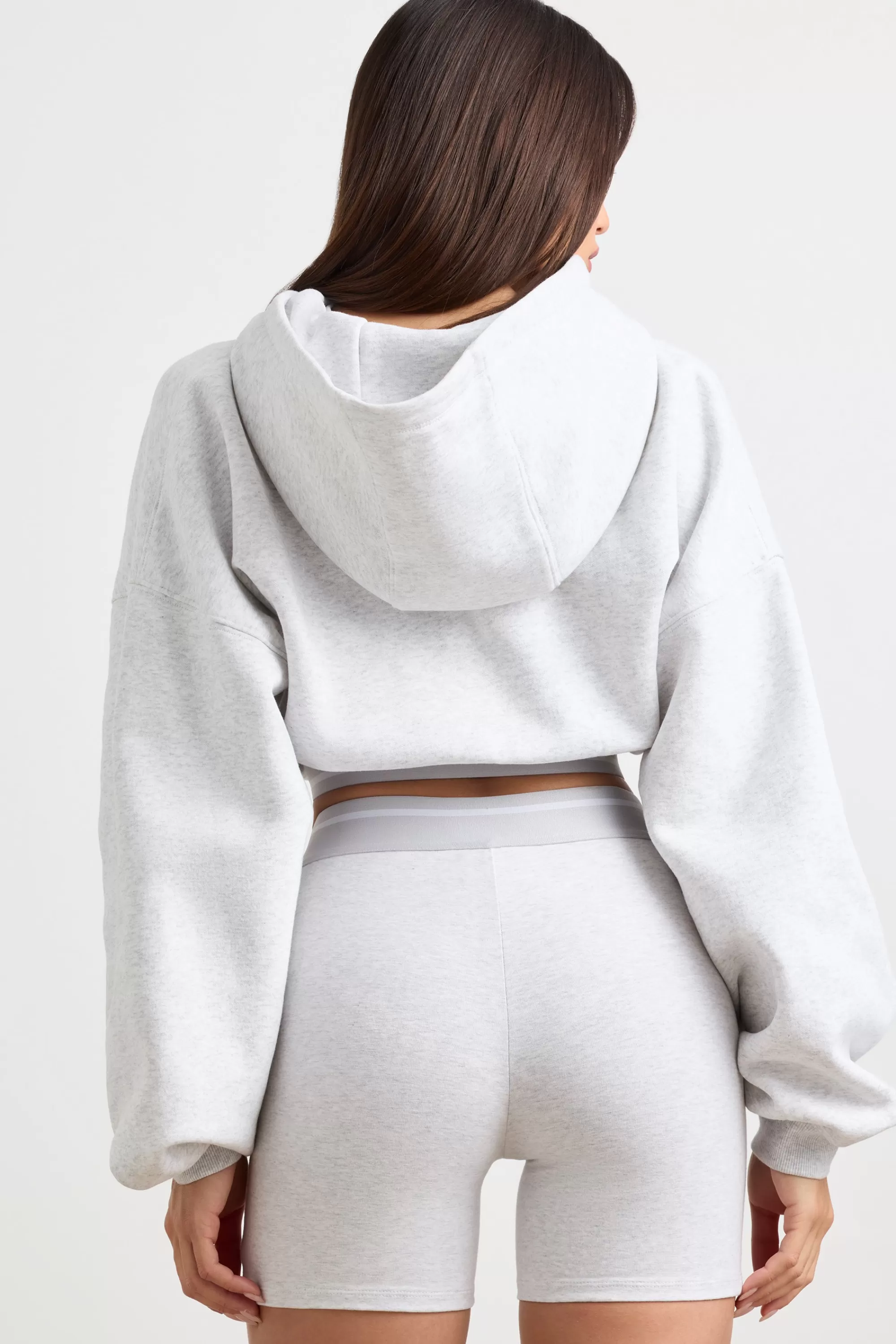 Oh Polly Cropped Hoodie in Grey Marl GreyMarl Outlet