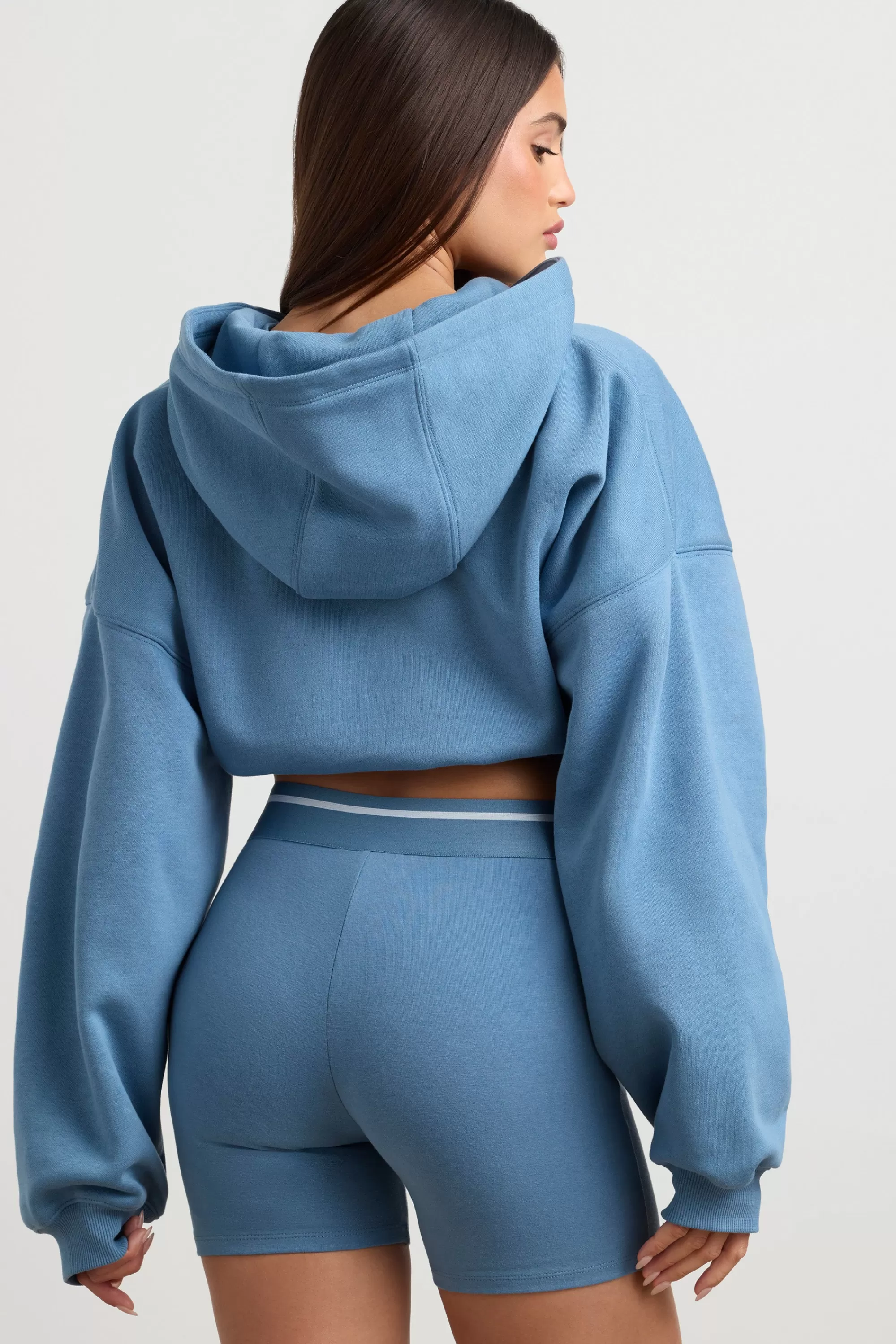 Oh Polly Cropped Hoodie in Steel Blue GreyMarl Shop