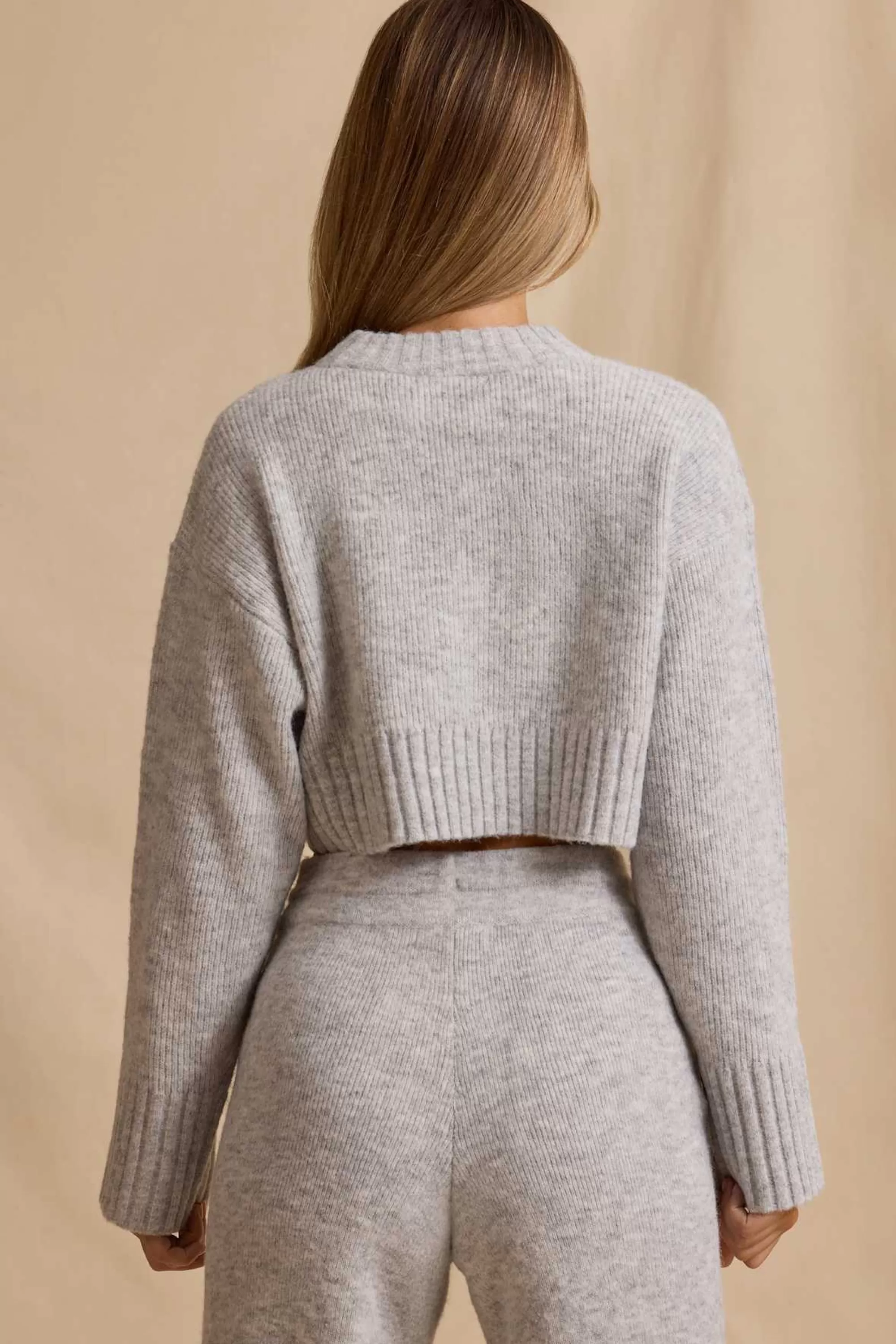 Oh Polly Cropped Knit Jumper in Ice Marl IceMarl Fashion