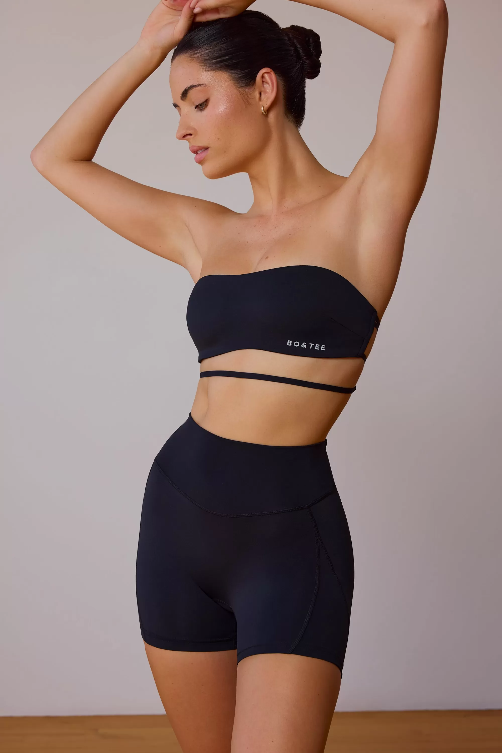 Oh Polly Cross-Back Bandeau Bra in Black Flash Sale