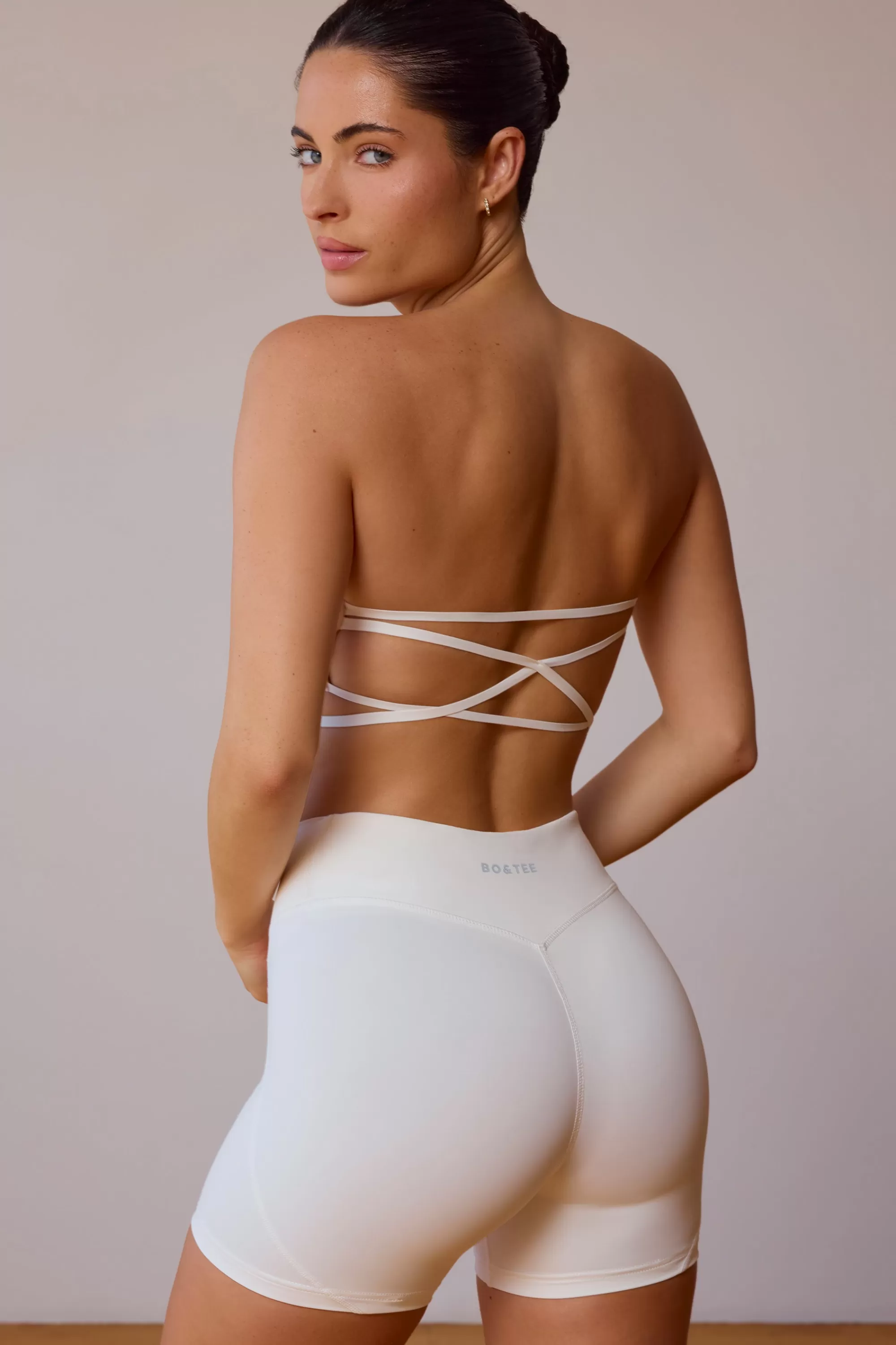 Oh Polly Cross-Back Bandeau Bra in Soft White SoftWhite Clearance