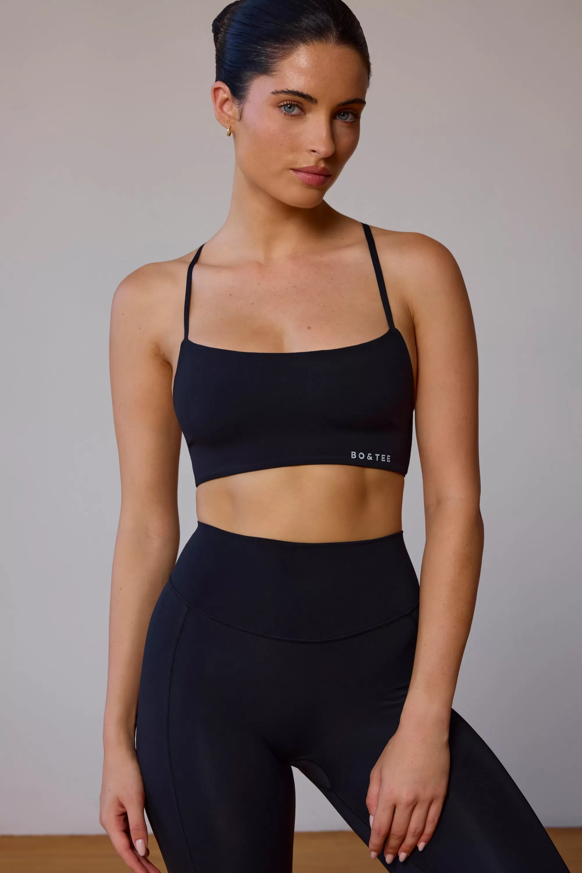 Oh Polly Cross-Back Sports Bra in Black Cheap