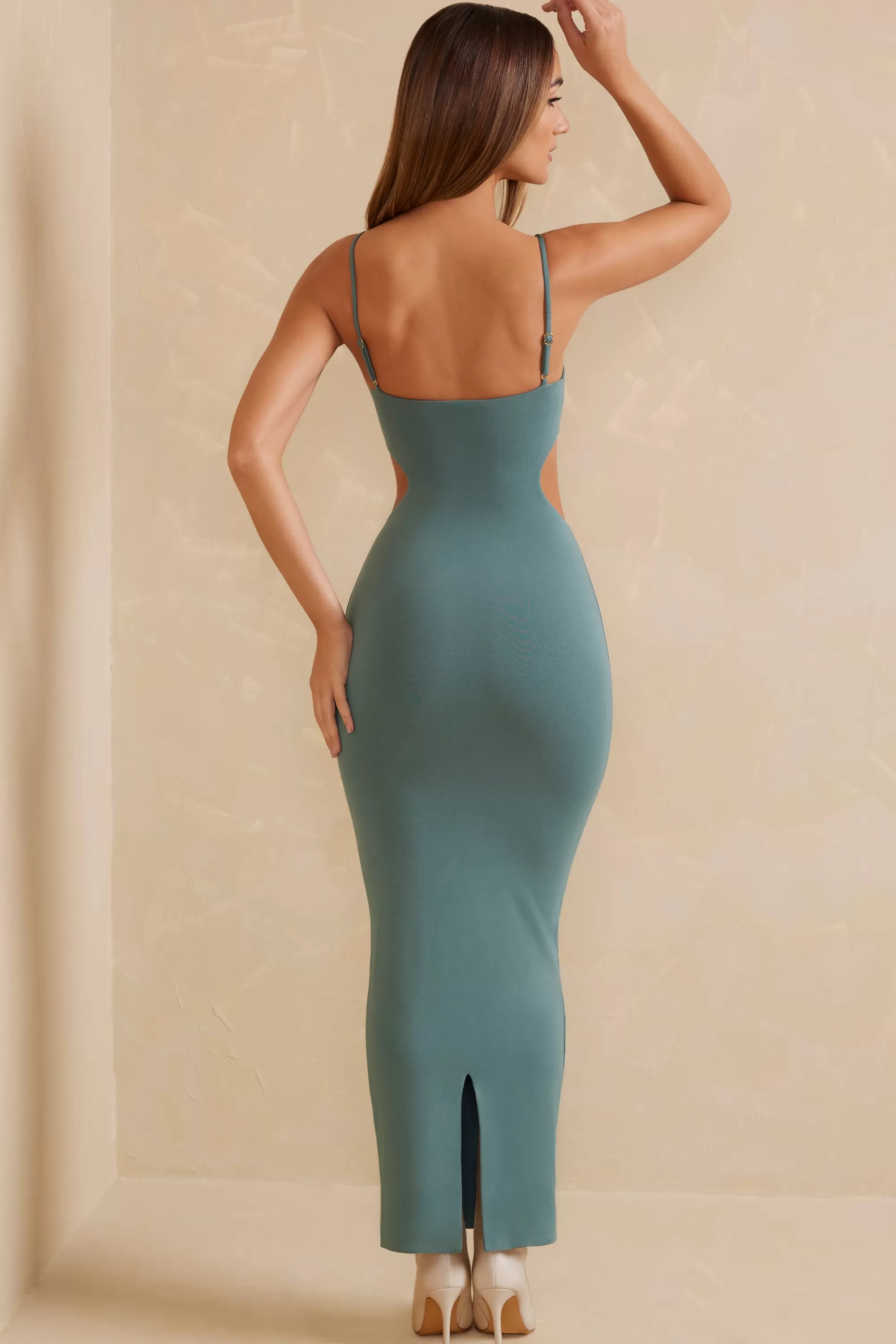 Oh Polly Cut Out Maxi Dress in Teal Online