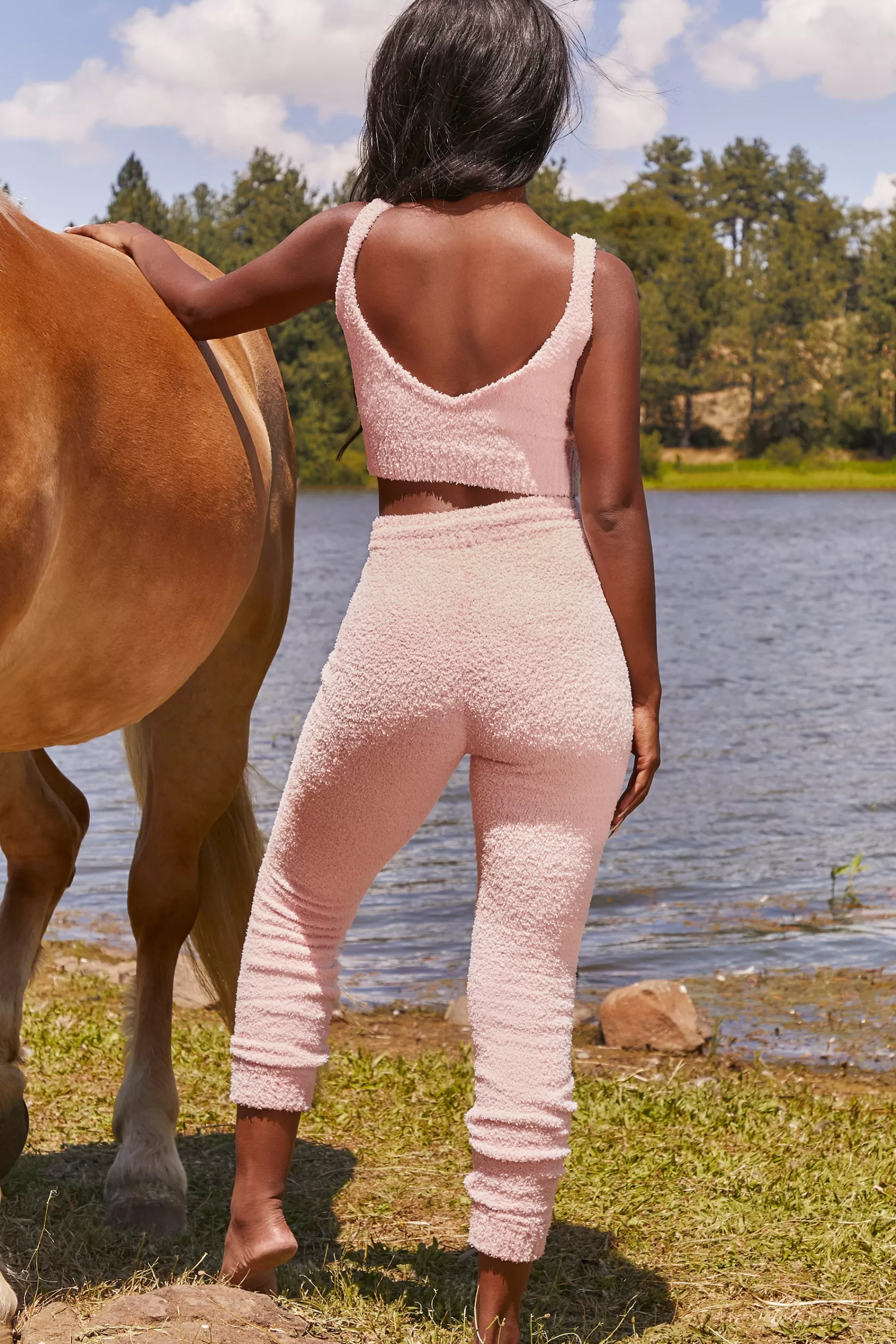Oh Polly Cute Doing Nothing Cosy Tie Front Crop Top in Pink Sale