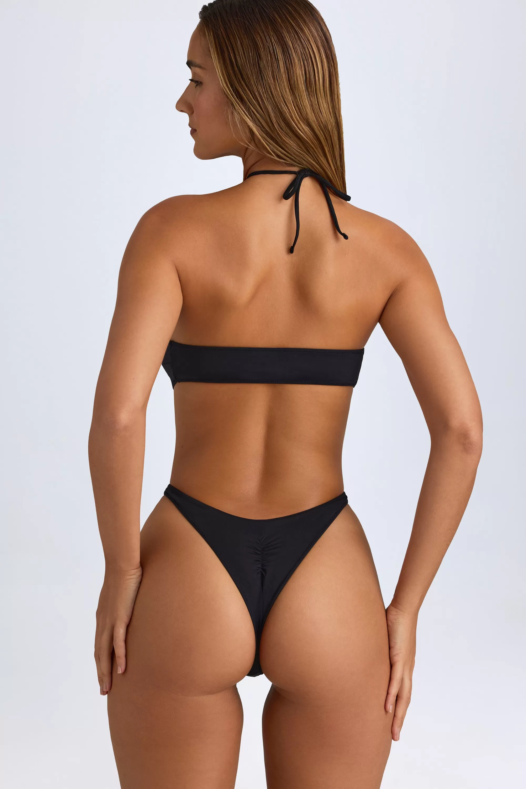 Oh Polly Cut-Out Halterneck Swimsuit in Black Fashion