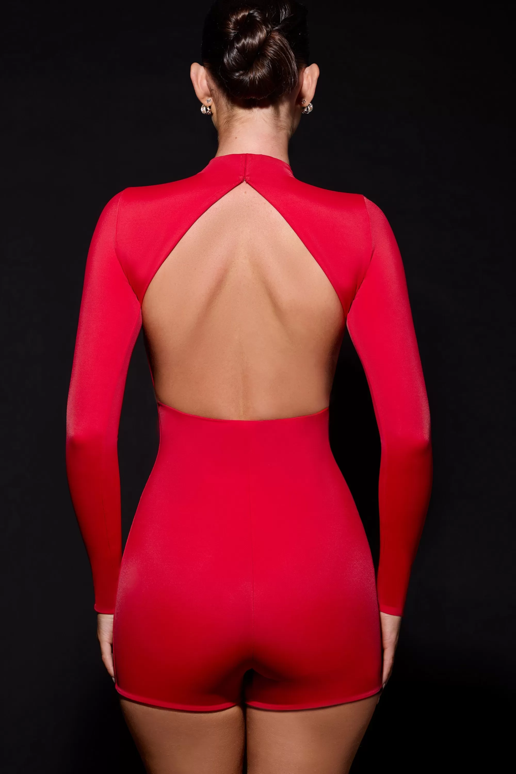 Oh Polly Cut-Out Unitard in Fire Red FireRed Discount