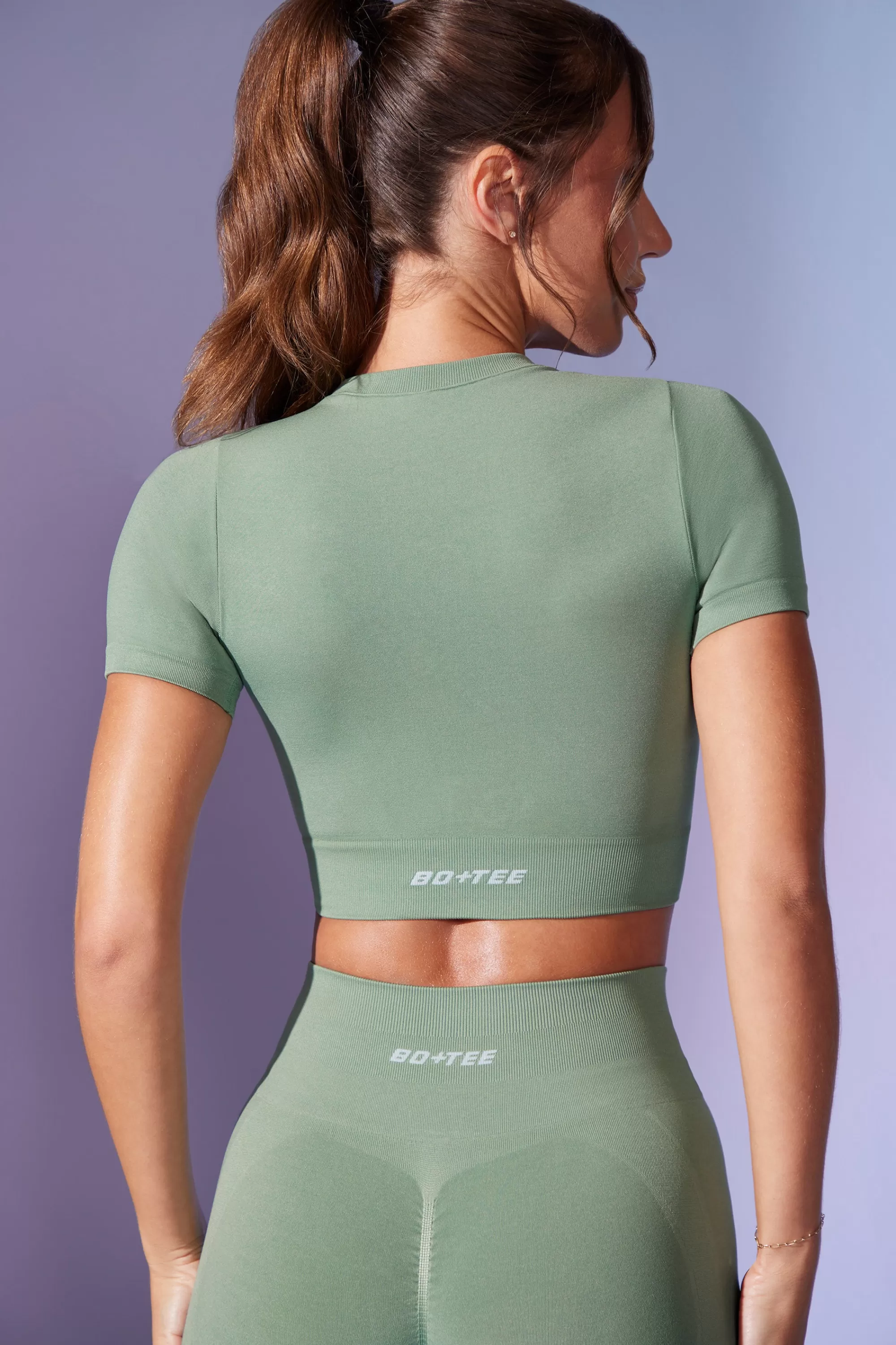 Oh Polly Define Luxe Baby Tee Crop Top in Sage Store