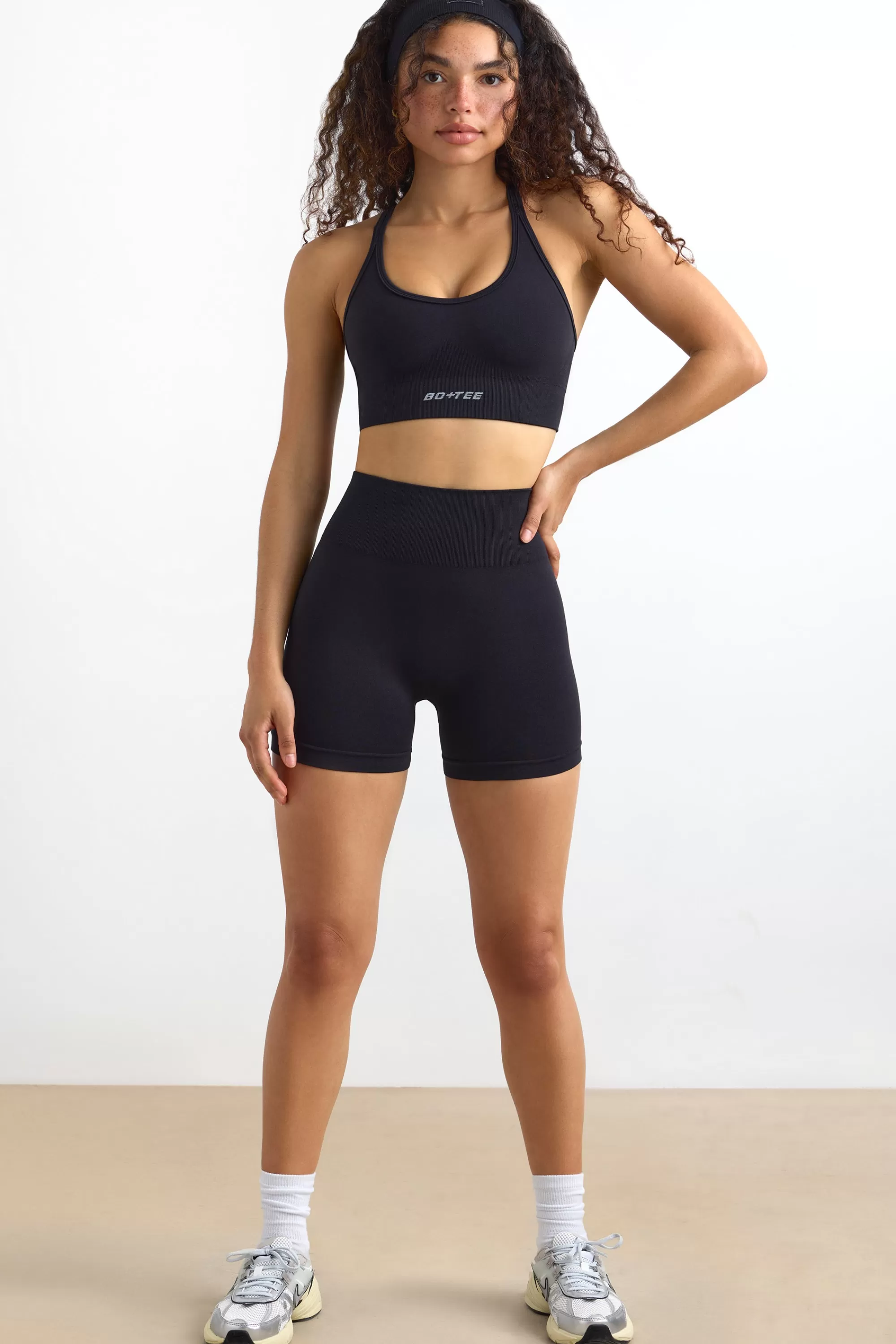 Oh Polly Define Luxe High Waist Mini Shorts in Jet Black JetBlack Discount