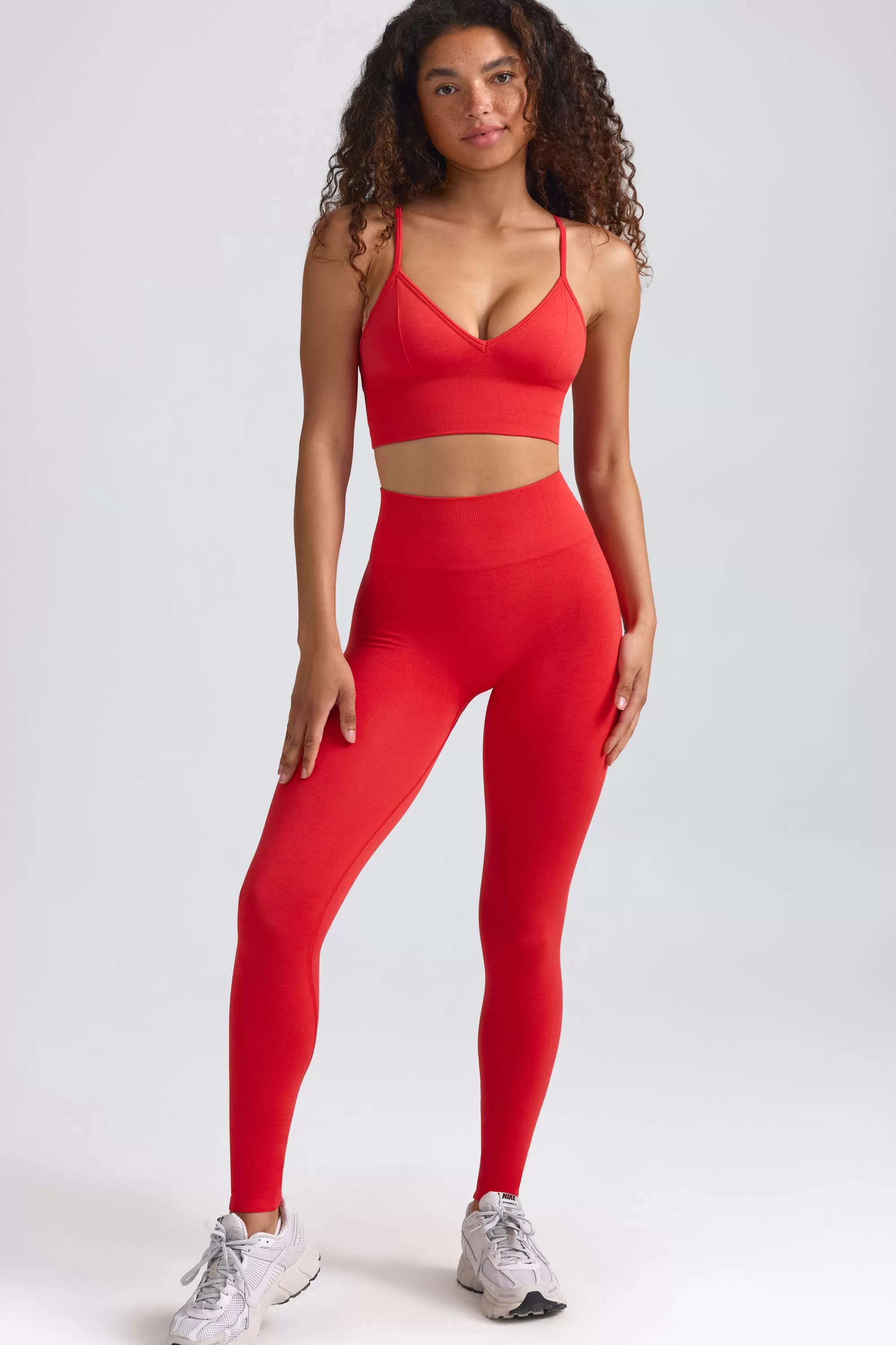 Oh Polly Define Luxe High-Waist Leggings in Poppy Red Cheap