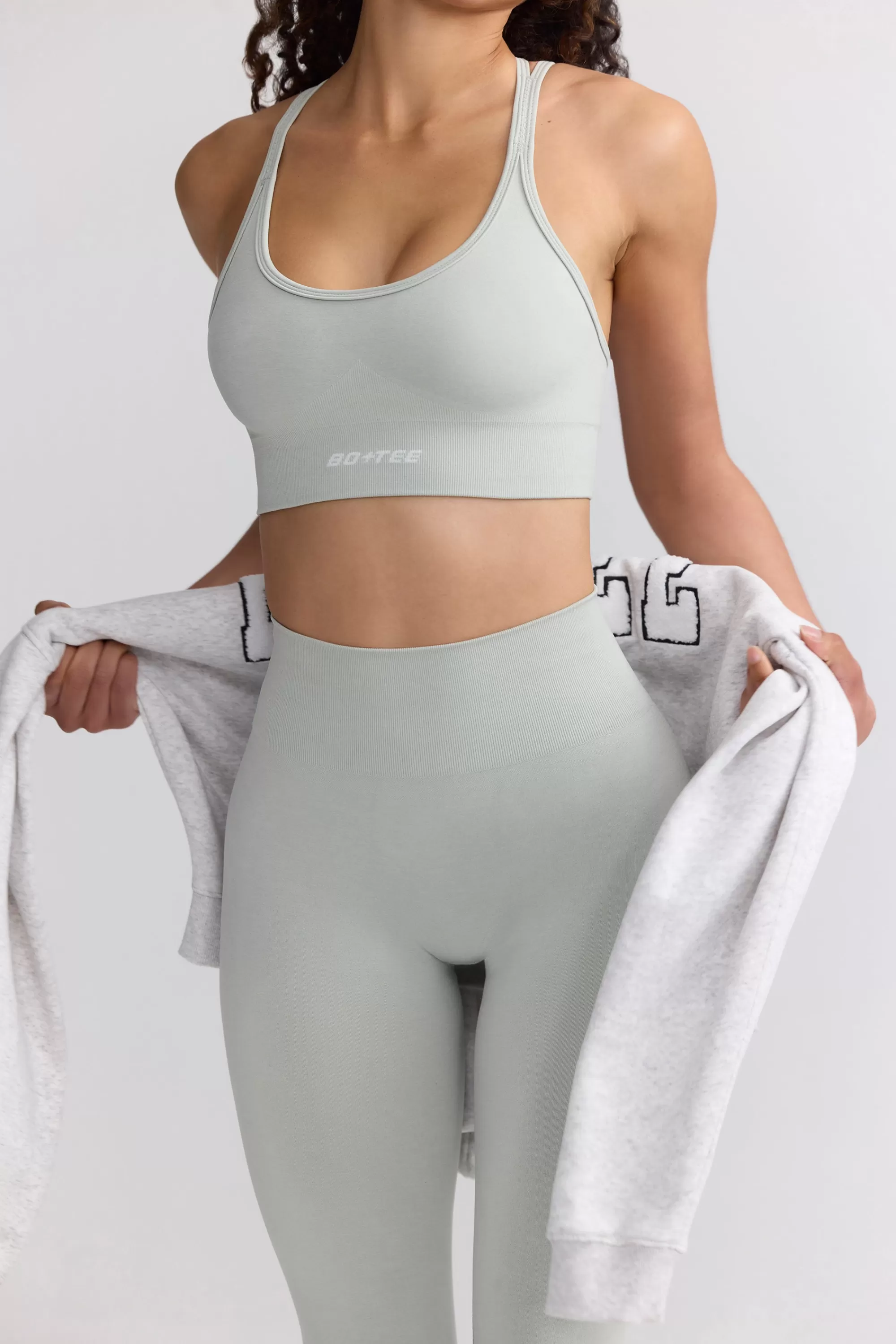 Oh Polly Define Luxe Strappy Sports Bra in Fog LightGrey Best