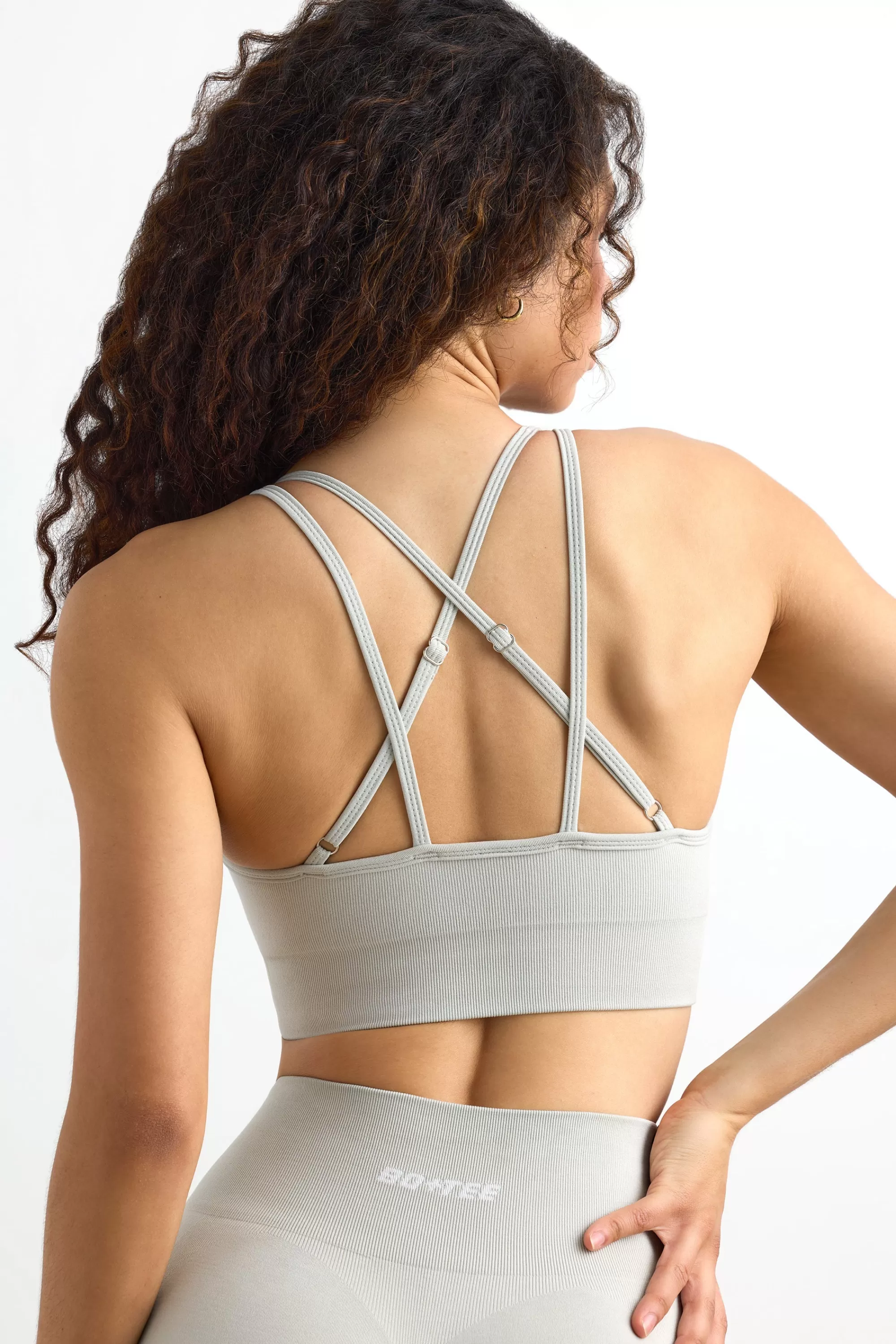 Oh Polly Define Luxe Strappy Sports Bra in Fog LightGrey Best