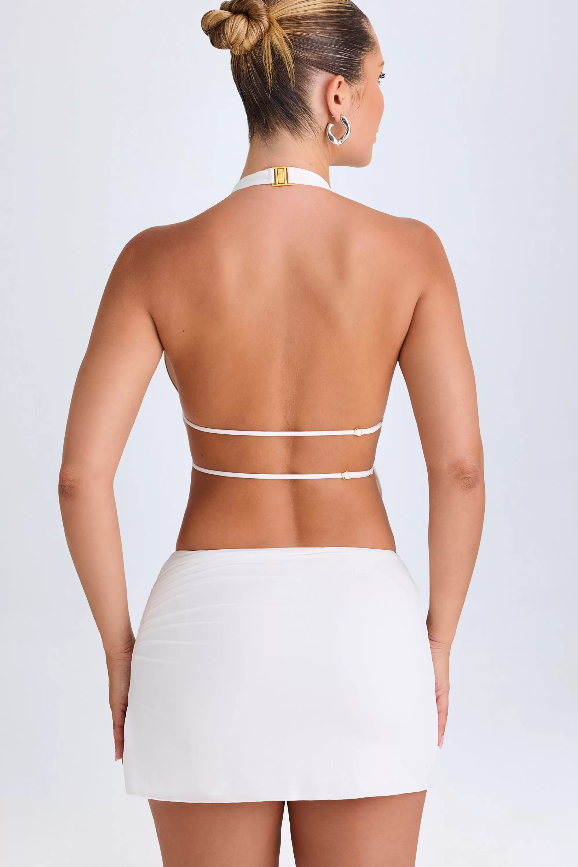 Oh Polly Draped A-Line Mini Skirt in White Sale