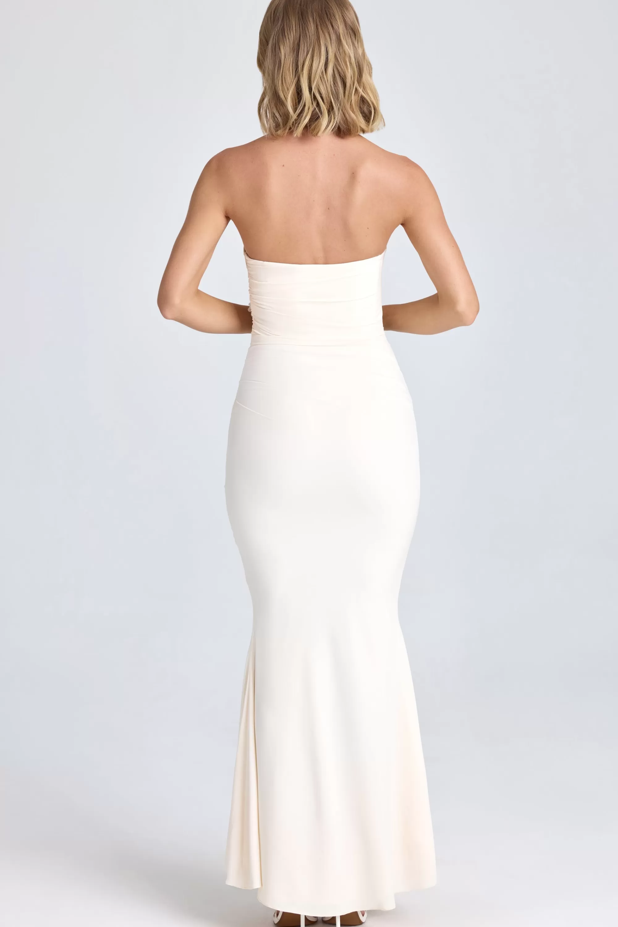 Oh Polly Draped Floral-Appliqué Maxi Dress in Ivory Shop