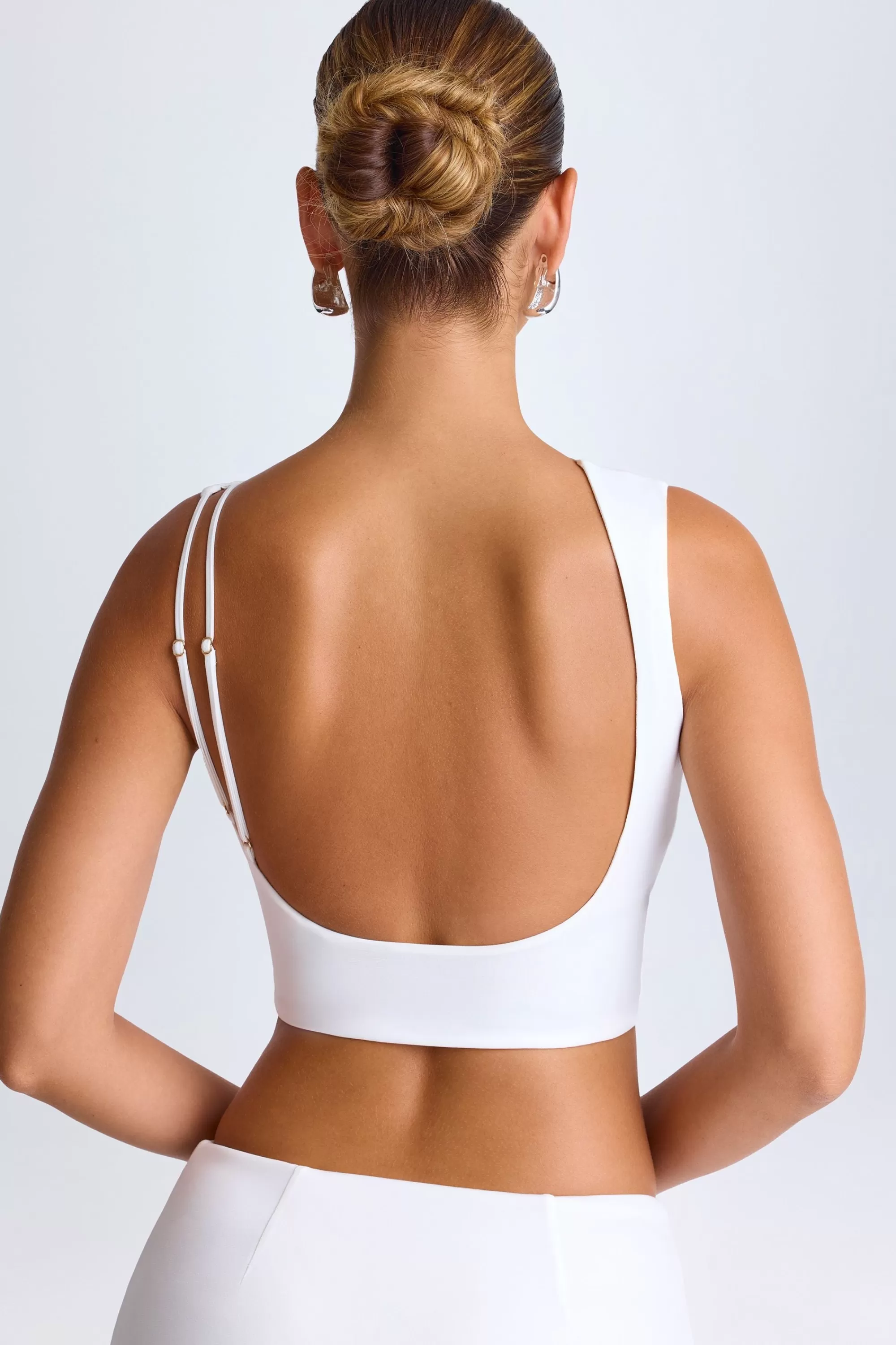 Oh Polly Draped Open-Back Tank Top in White Online