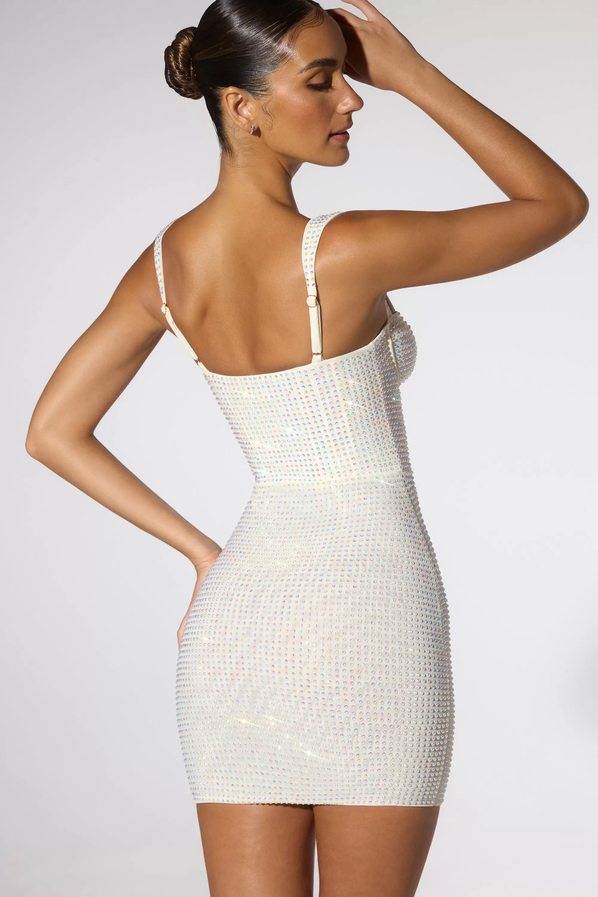 Oh Polly Embellished Corset Mini Dress in Ivory Sale
