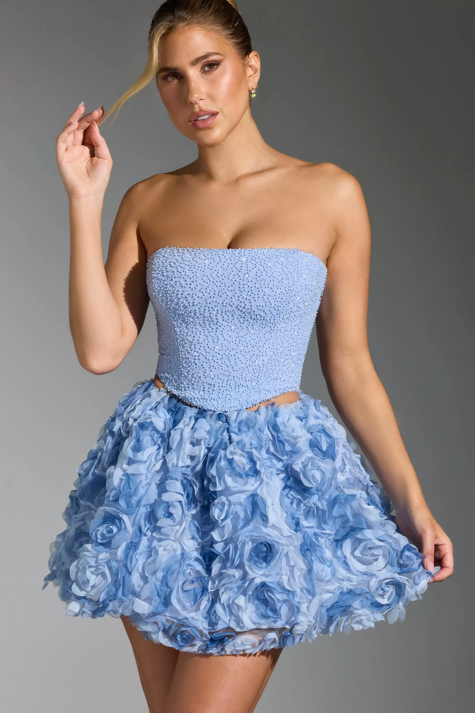 Oh Polly Embellished Corset Top in Blue Store