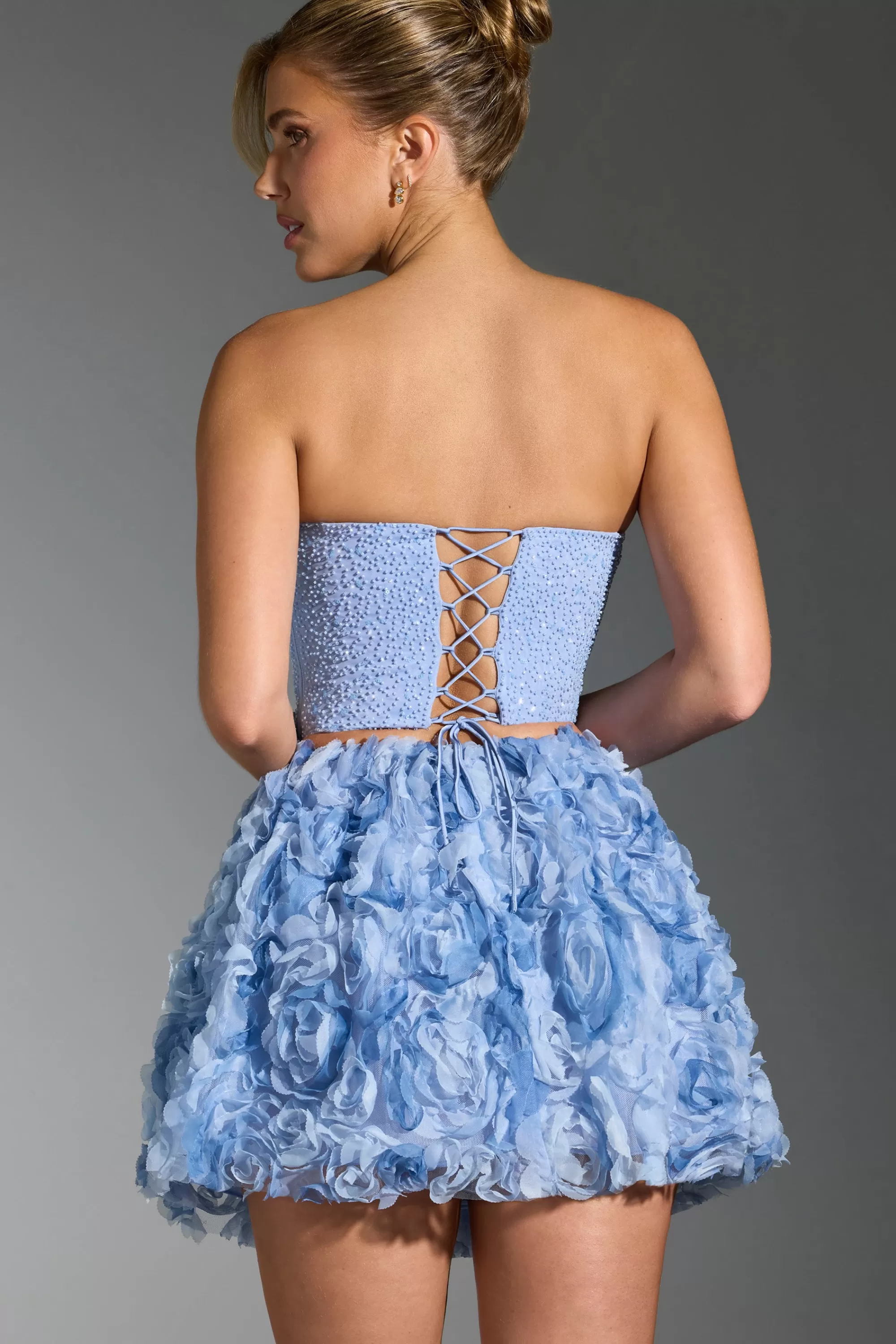 Oh Polly Embellished Corset Top in Blue Store