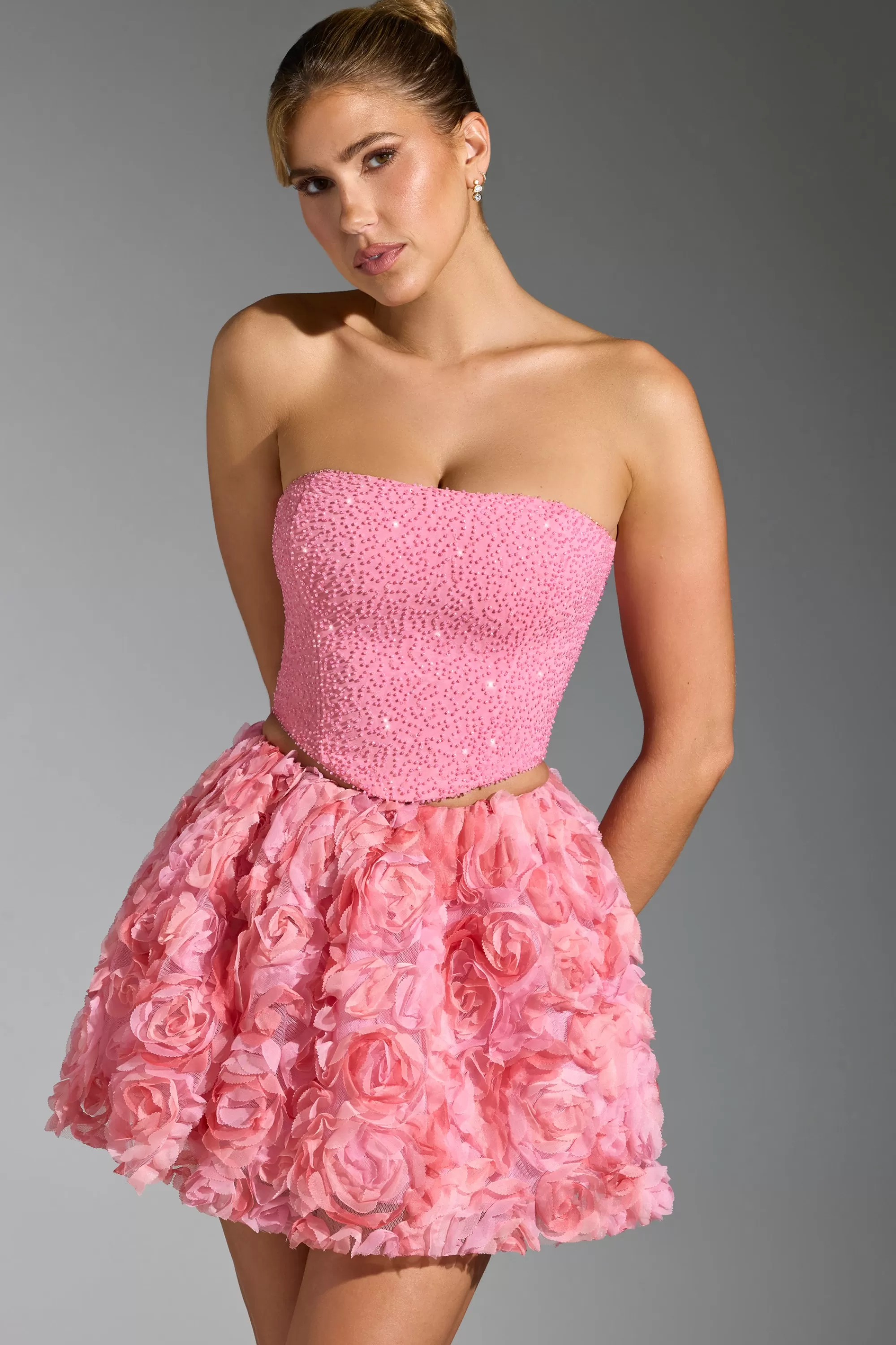 Oh Polly Embellished Corset Top in Pink Best