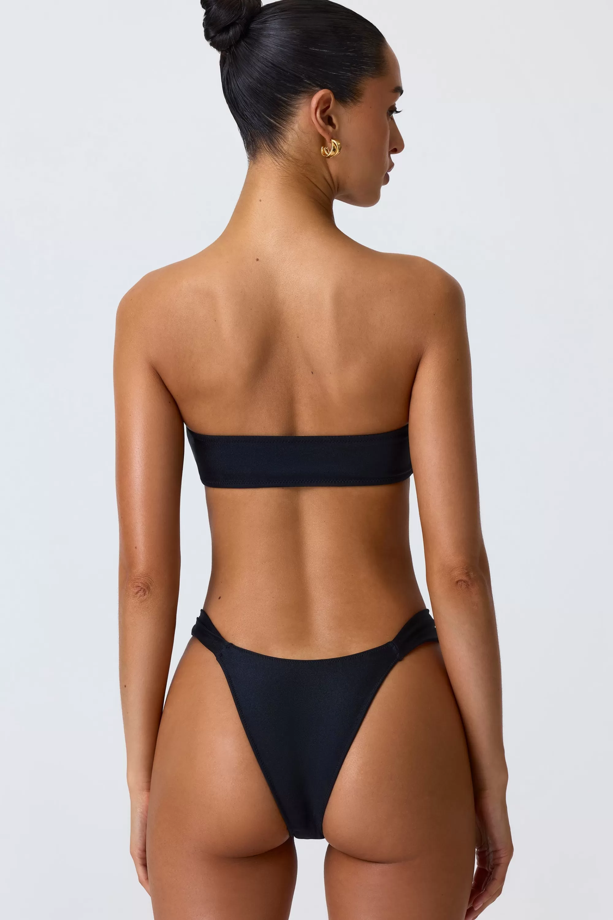 Oh Polly Embellished Cut-Out Bandeau Bikini Top in Black Flash Sale