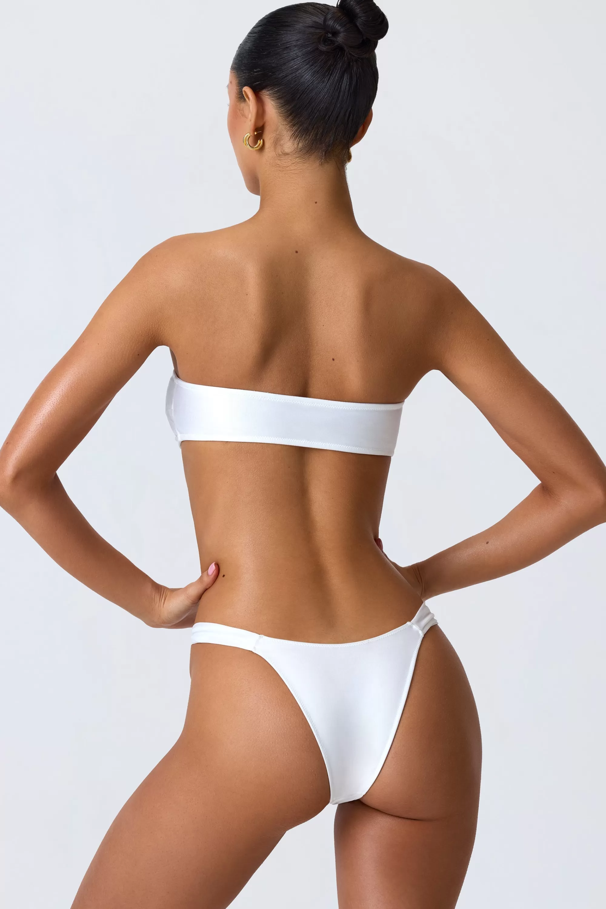 Oh Polly Embellished Cut-Out Bandeau Bikini Top in White Best Sale